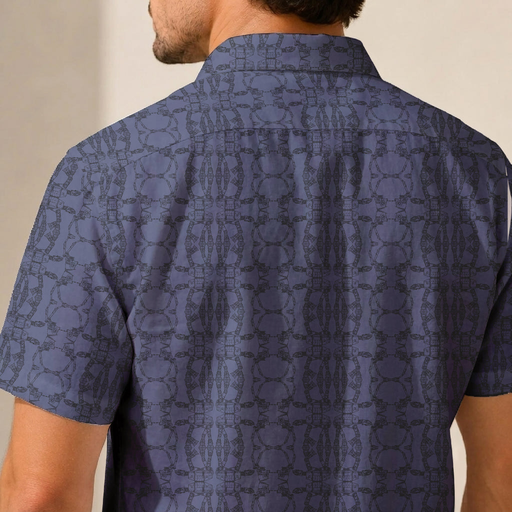 Galactic AT-AT Pattern Hawaiian Shirt with Pocket - Galactic Button Down Shirt