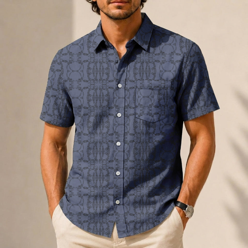 Galactic AT-AT Pattern Hawaiian Shirt with Pocket - Galactic Button Down Shirt