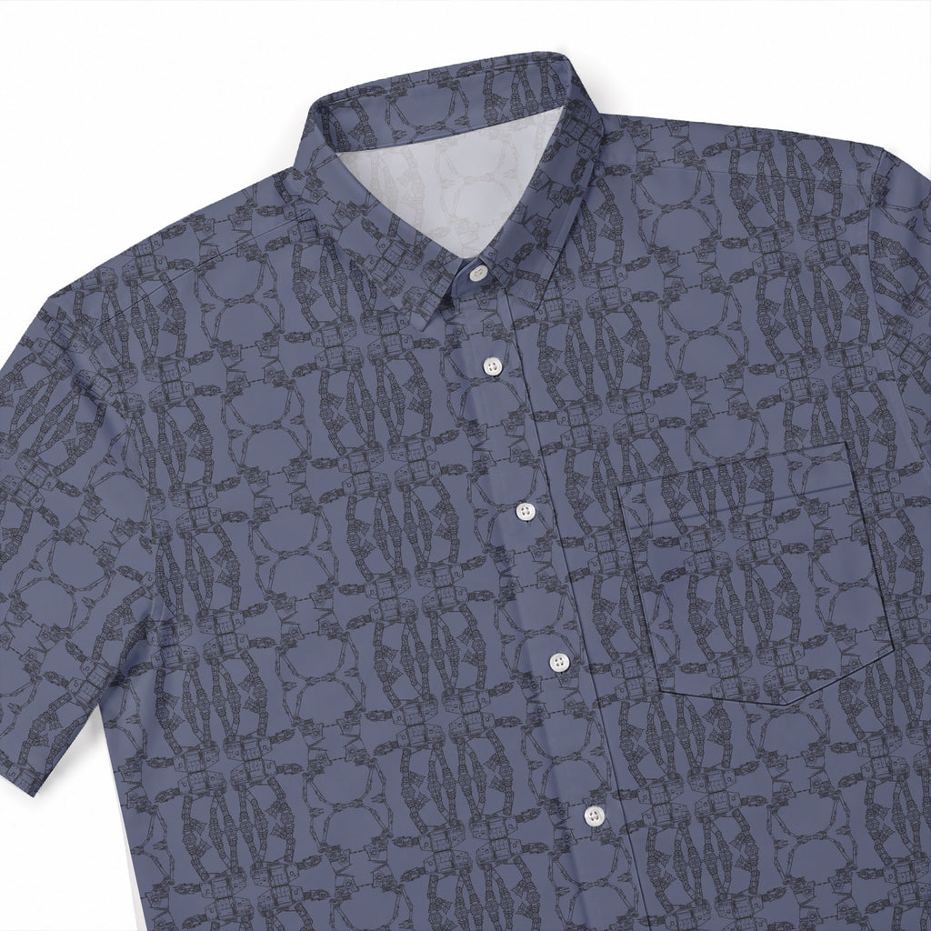 Galactic AT-AT Pattern Hawaiian Shirt with Pocket - Galactic Button Down Shirt