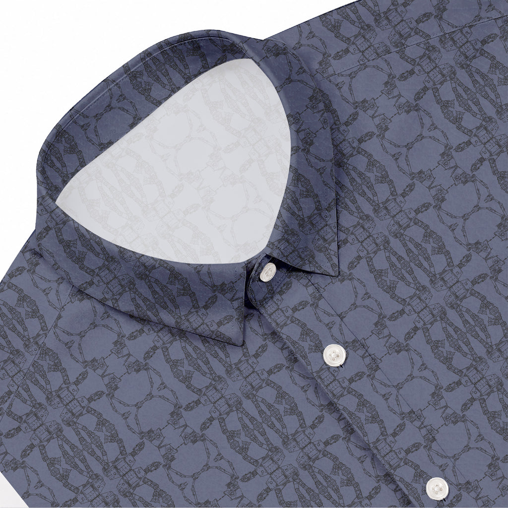 Galactic AT-AT Pattern Hawaiian Shirt with Pocket - Galactic Button Down Shirt