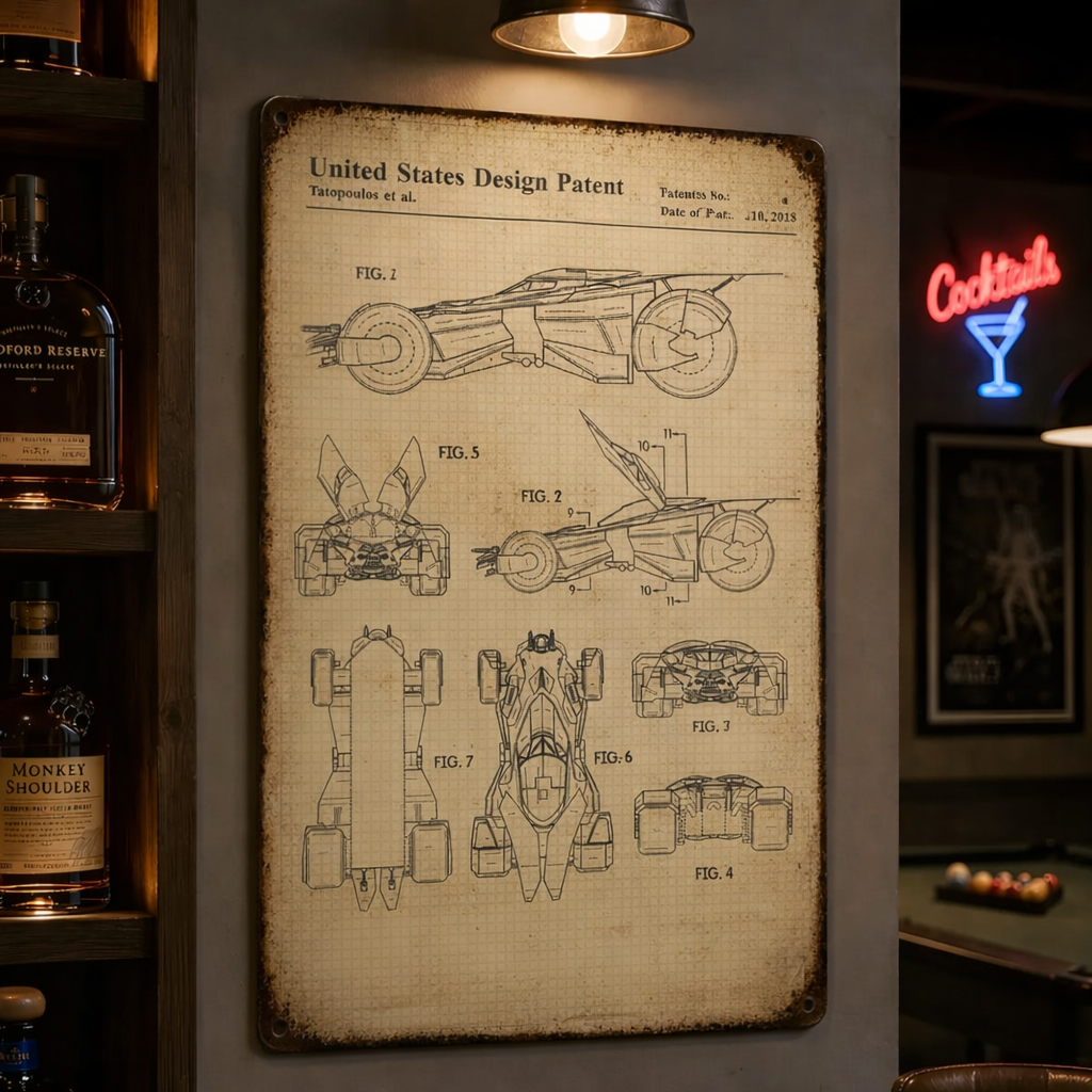 Dark Knight Batmobile 2016 Patent Vintage Metal Sign - Vintage Home Decor Gifts for Fans