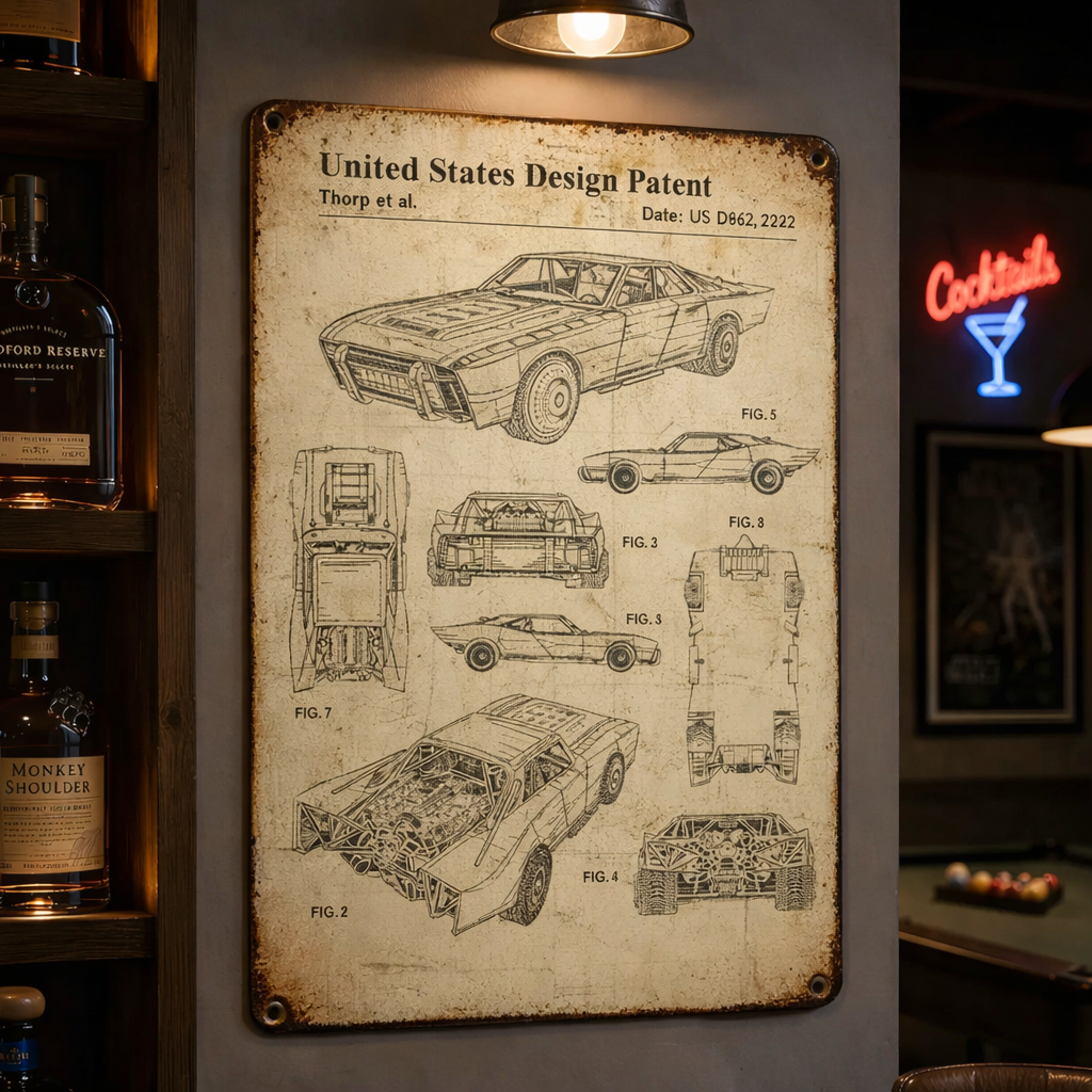Dark Knight Batmobile 2022 Patent Vintage Metal Sign - Vintage Home Decor Gifts for Fans