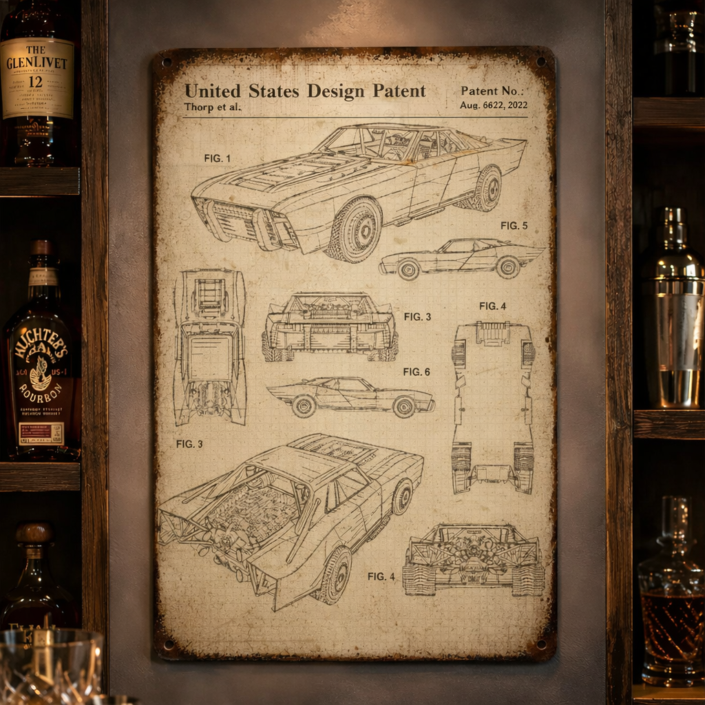 Dark Knight Batmobile 2022 Patent Vintage Metal Sign - Vintage Home Decor Gifts for Fans