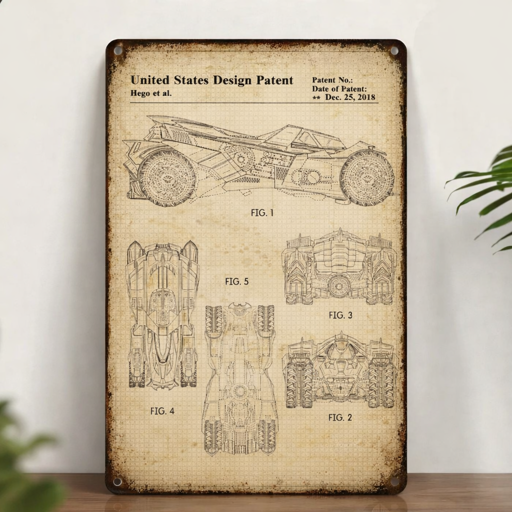 Dark Knight Batmobile 2015 Patent Vintage Metal Sign - Vintage Home Decor Gifts for Fans