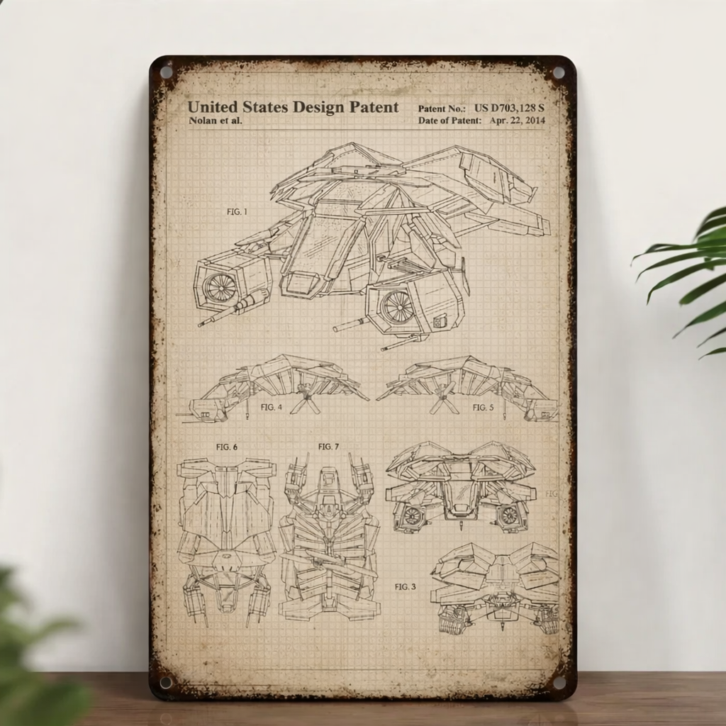 Dark Knight The Bat Patent Vintage Metal Sign - Vintage Home Decor Gifts for Fans