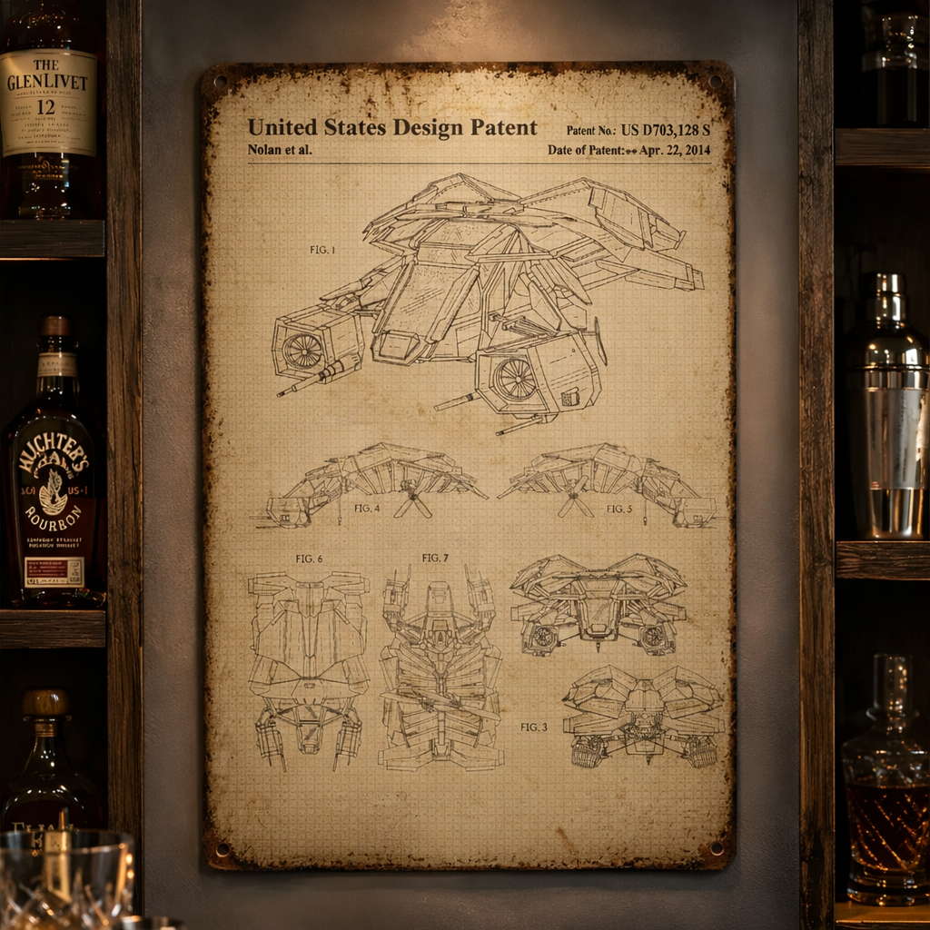 Dark Knight The Bat Patent Vintage Metal Sign - Vintage Home Decor Gifts for Fans