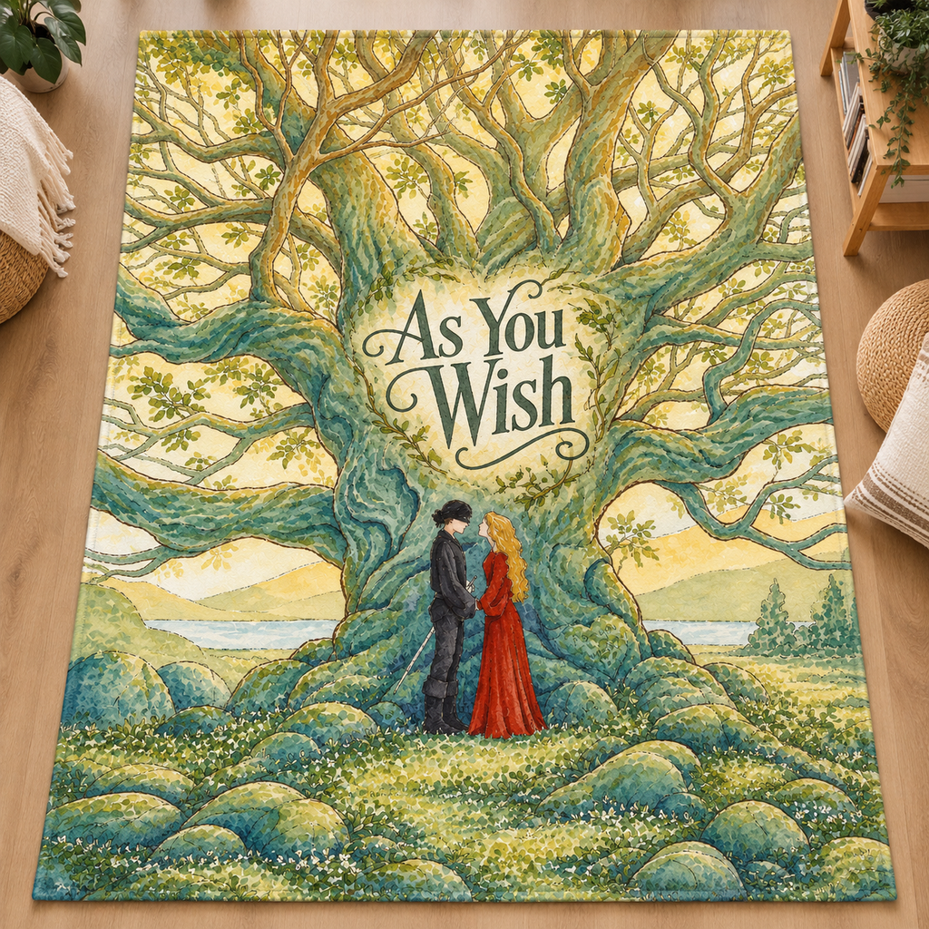 Princess Bride As You Wish Illustration Christmas Blanket - Romantic Comedy Movie Sherpa Blanket Gift for Fans
