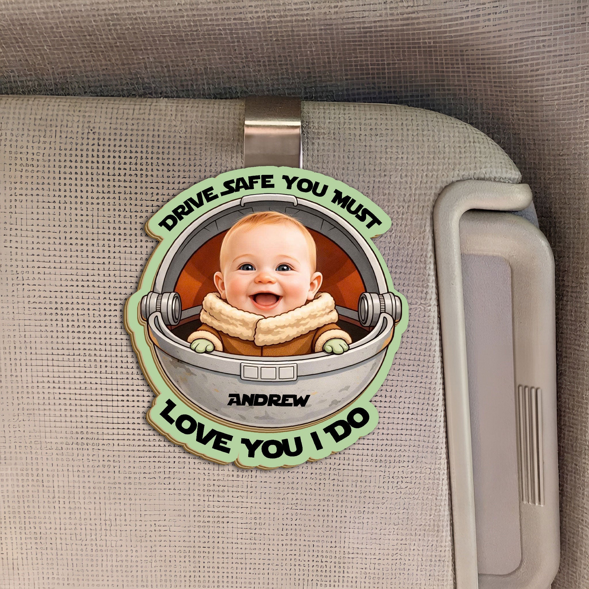 Custom Photo Grogu Drive Safe You Must Wooden Car Visor Clip - Personalized Father Day Gift 2-Layer Car Visor Clip
