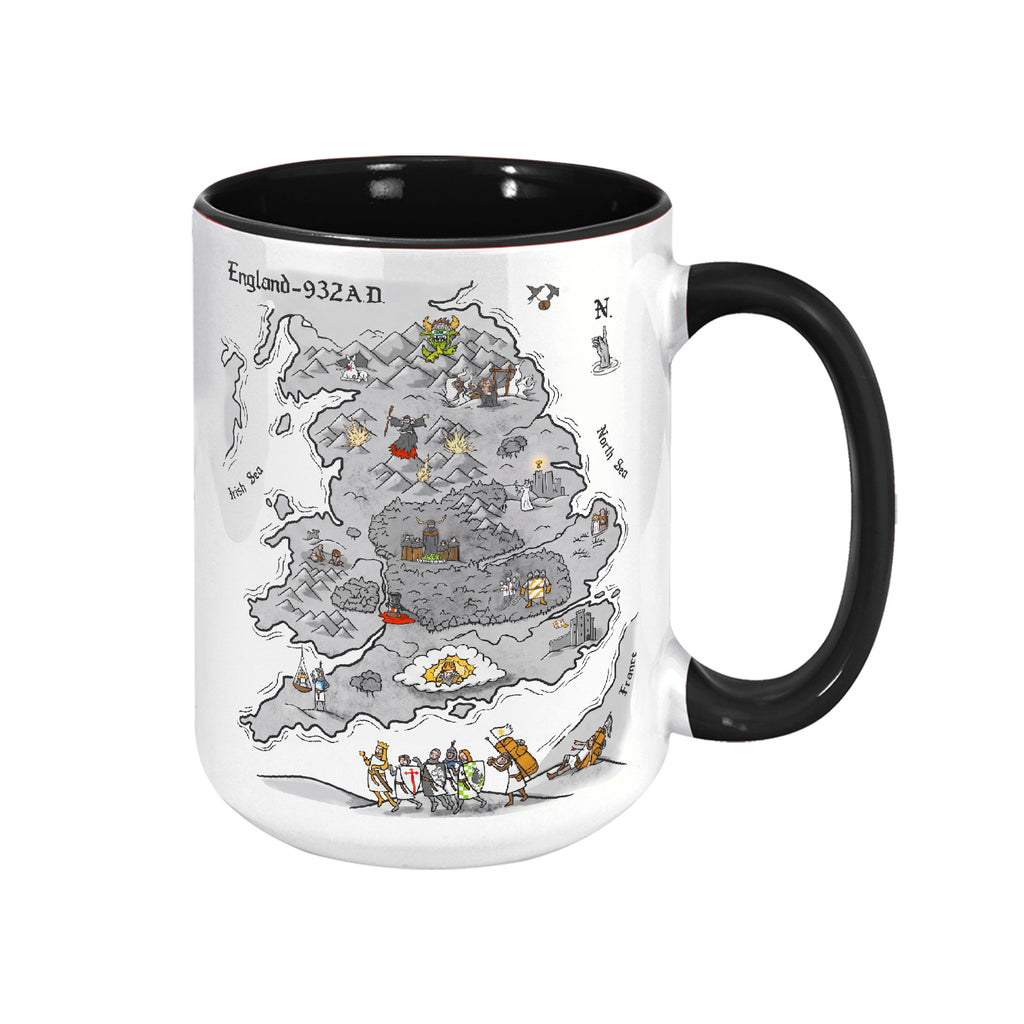 King Arthur's Journey Funny Accent Mug - Monty Python and the Holy Grail Edge-to-Edge Printed Two-Tone Mug