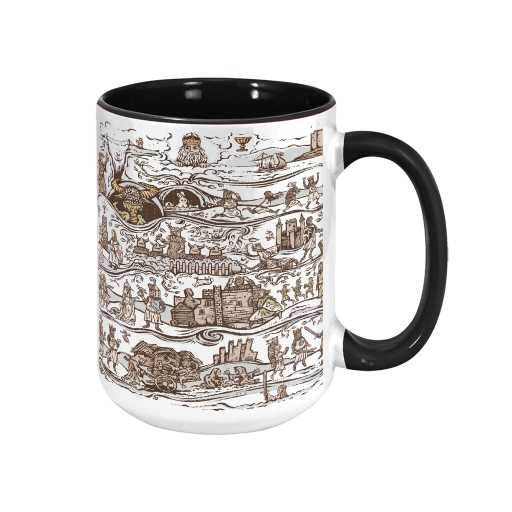 King Arthur's Journey Tapestry Accent Mug - Monty Python and the Holy Grail Edge-to-Edge Printed Two-Tone Mug