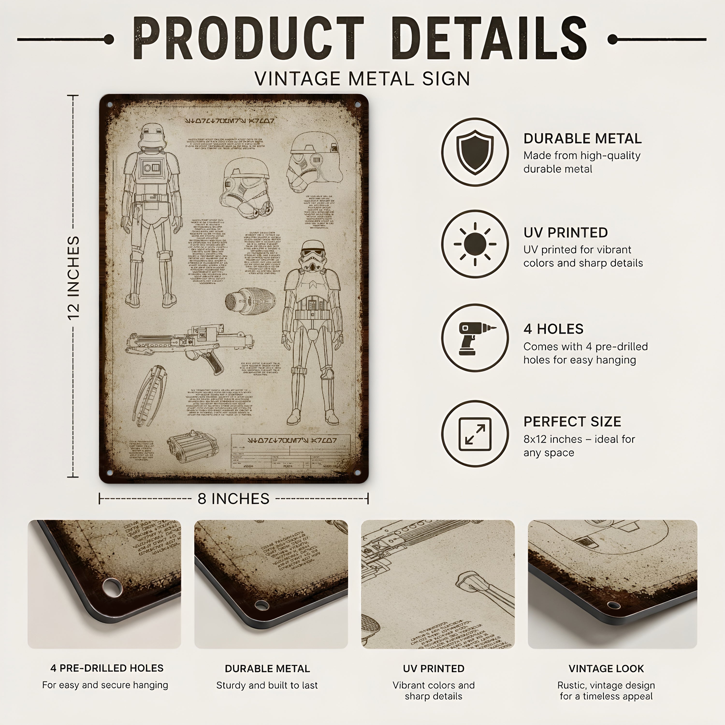 Imperial Army Equipments Blueprint Vintage Metal Sign - Vintage Home Decor Gifts for Fans