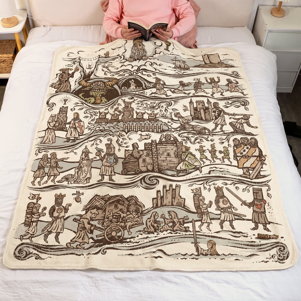 Monty Python And The Holy Grail Tapestry Blanket - Classic Comedy Movie Sherpa Blanket Gift for Fans
