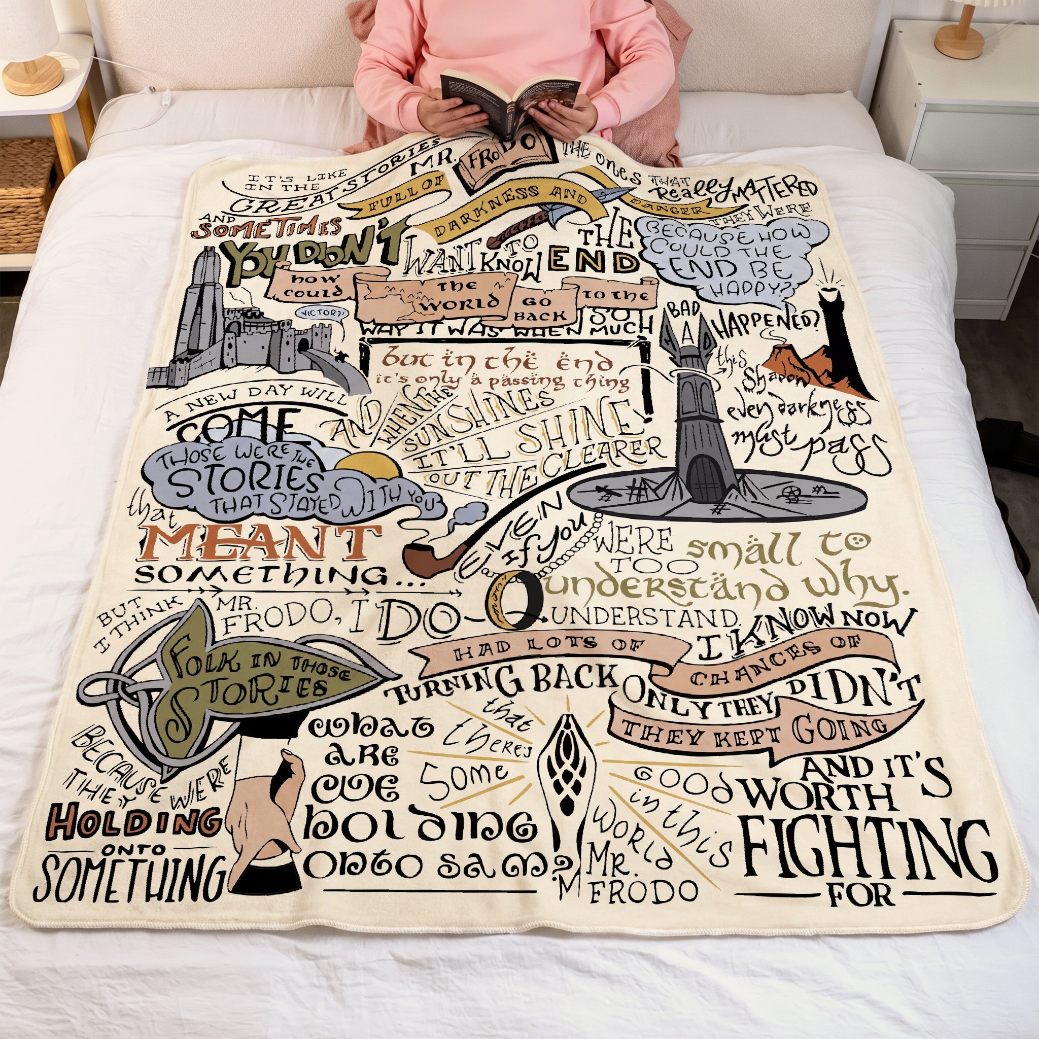 Fantasy Movie's Quote Collection Art Blanket - Fantasy Movie Sherpa Blanket Gift for Fans
