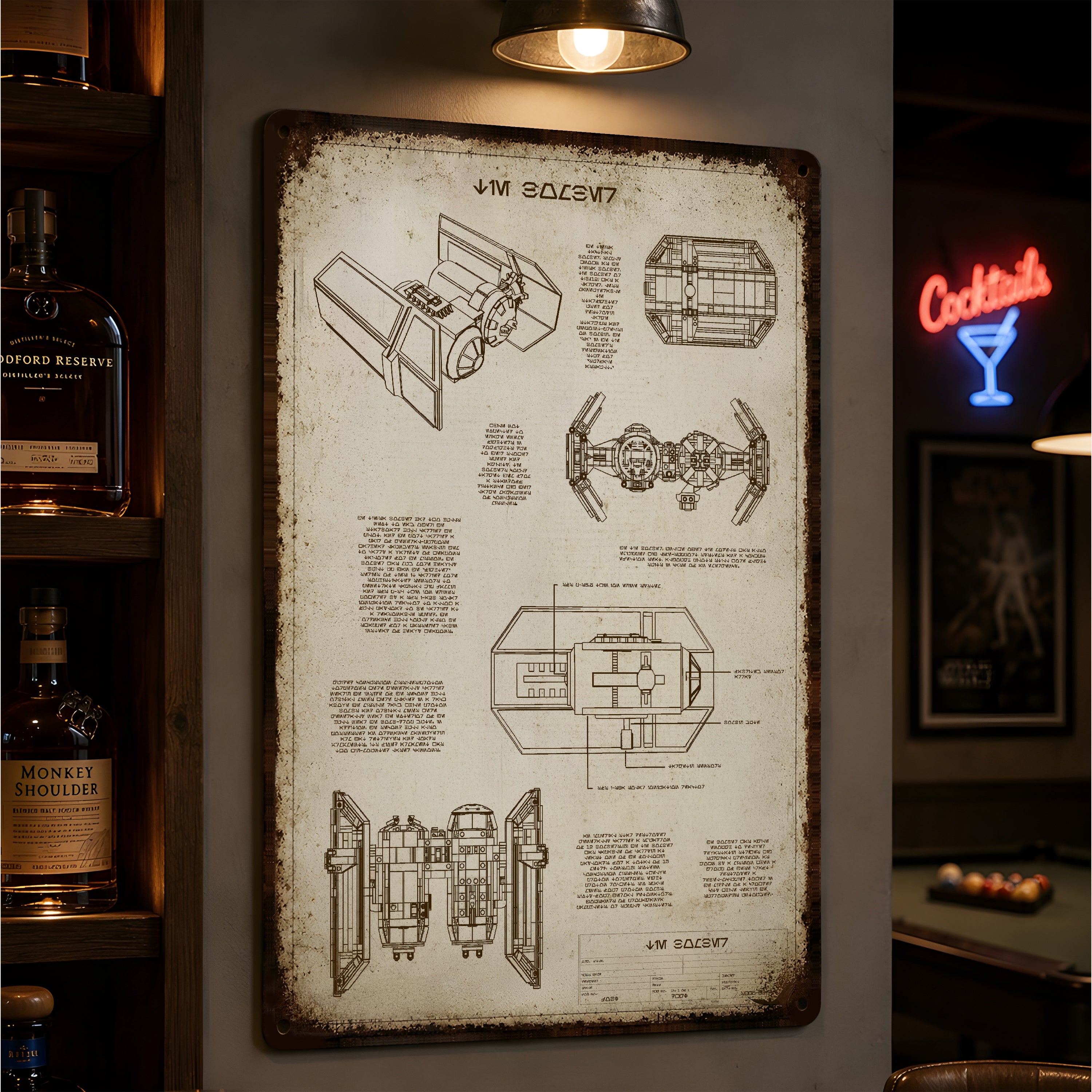 TIE Bomber Blueprint Vintage Metal Sign - Vintage Home Decor Gifts for Fans