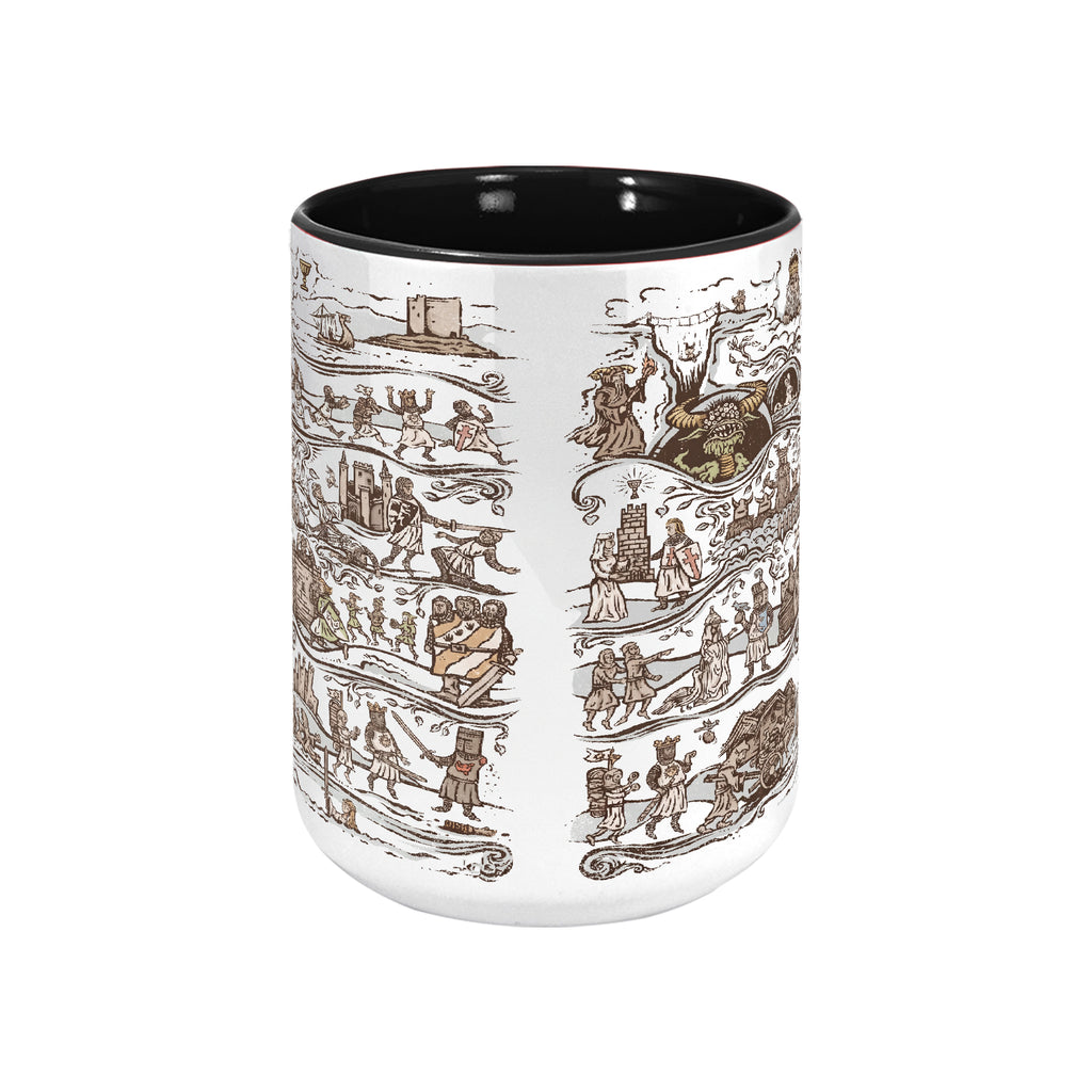 King Arthur's Journey Tapestry Accent Mug - Monty Python and the Holy Grail Edge-to-Edge Printed Two-Tone Mug