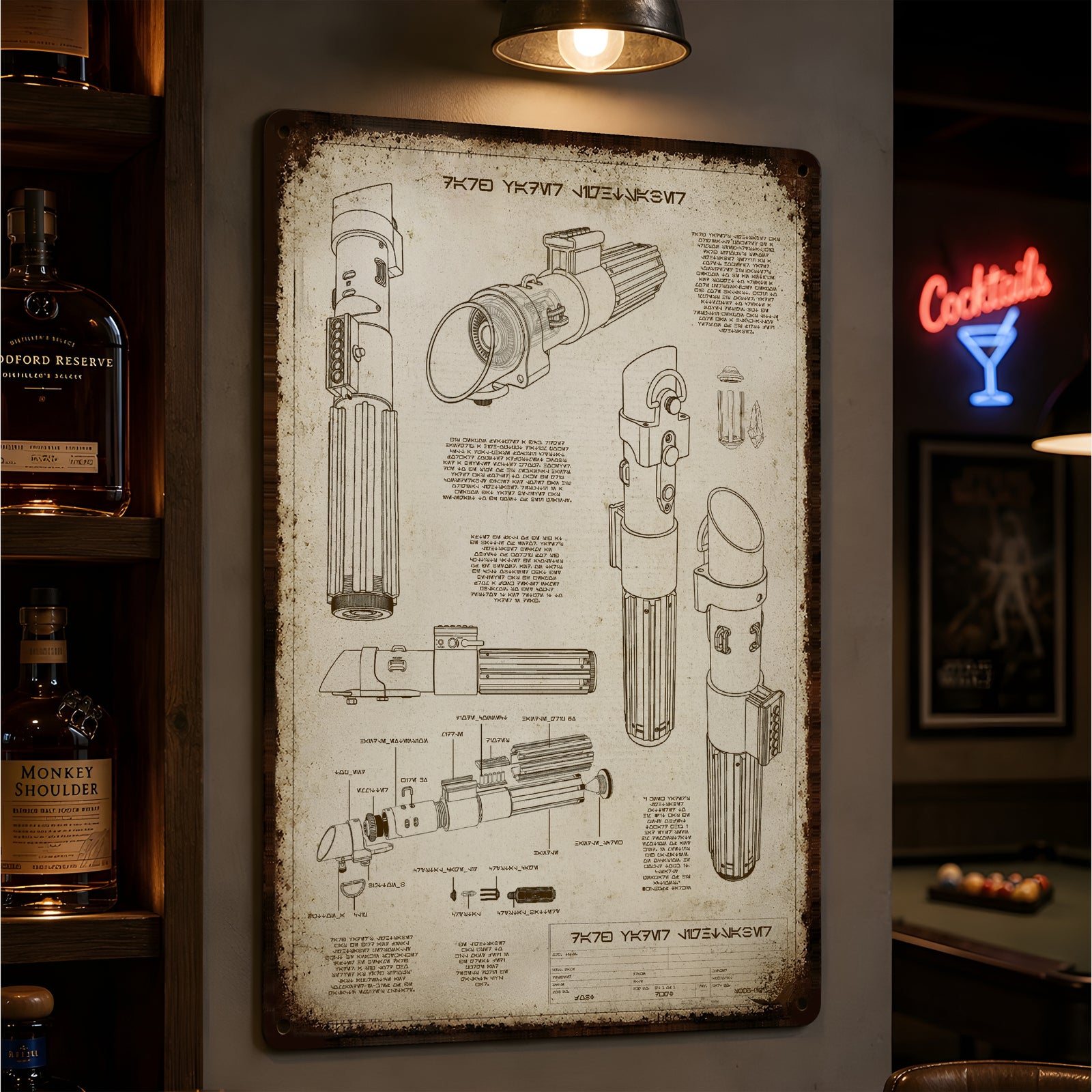 Darth Vader Lightsaber Blueprint Vintage Metal Sign - Vintage Home Decor Gifts for Fans