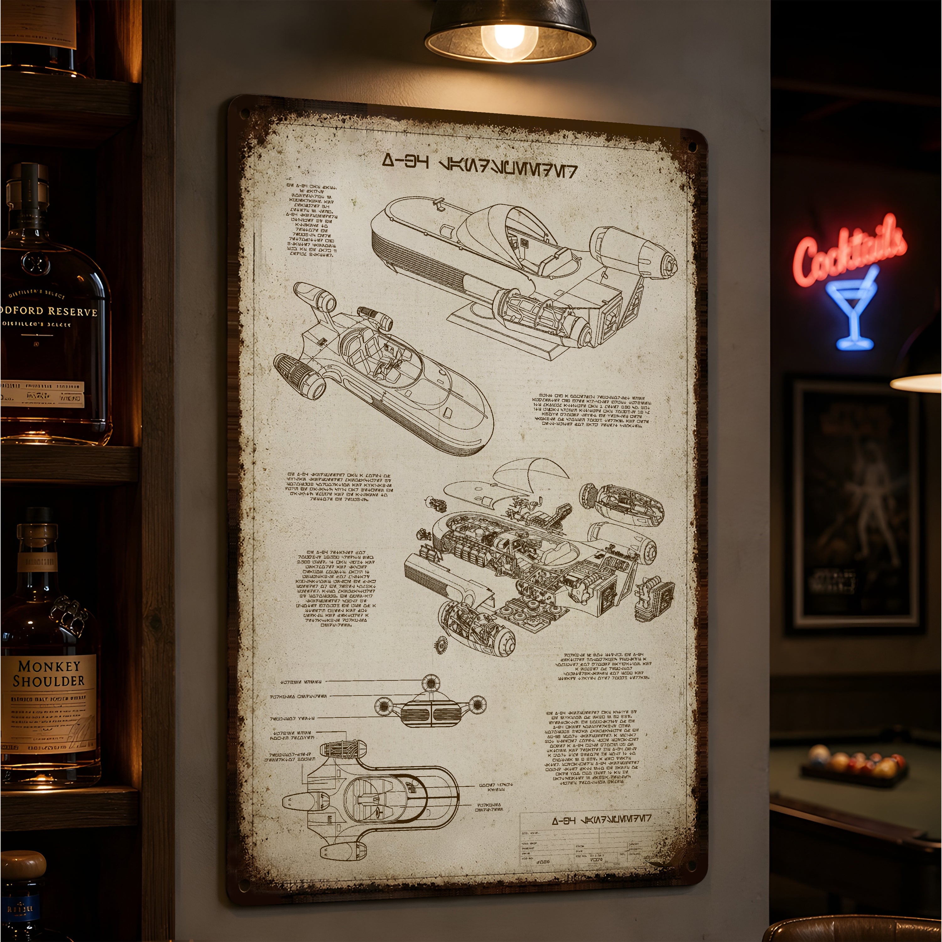 X-34 Landspeeder Blueprint Vintage Metal Sign - Vintage Home Decor Gifts for Fans