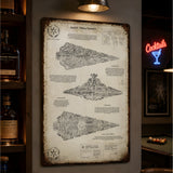 Star Destroyer Blueprint Vintage Metal Sign - Vintage Home Decor Gifts for Fans