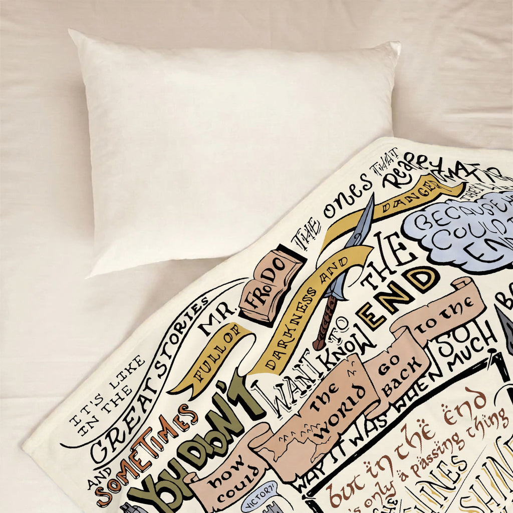 Fantasy Movie's Quote Collection Art Blanket - Fantasy Movie Sherpa Blanket Gift for Fans