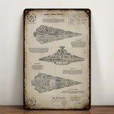 Star Destroyer Blueprint Vintage Metal Sign - Vintage Home Decor Gifts for Fans