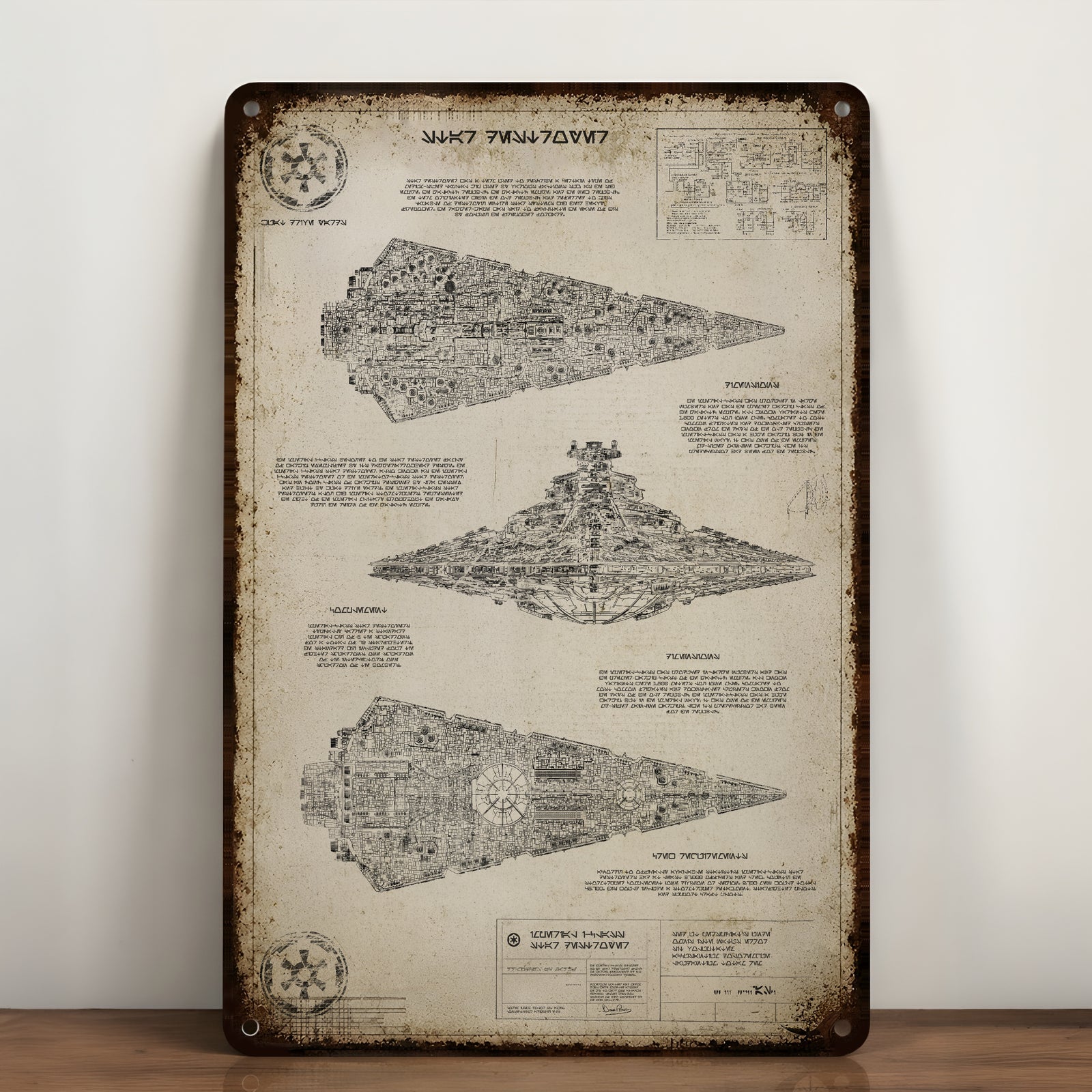 Star Destroyer Blueprint Vintage Metal Sign - Vintage Home Decor Gifts for Fans
