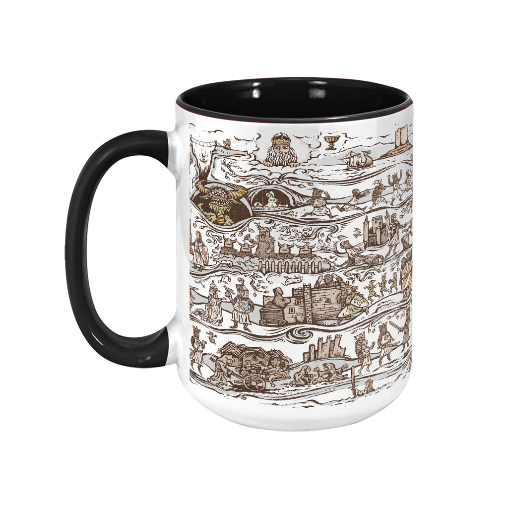 King Arthur's Journey Tapestry Accent Mug - Monty Python and the Holy Grail Edge-to-Edge Printed Two-Tone Mug