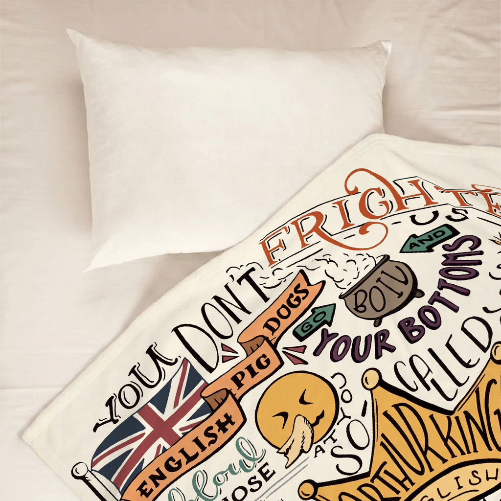 Monty Python And The Holy Grail Quotes Art Blanket - Classic Comedy Movie Sherpa Blanket Gift for Fans