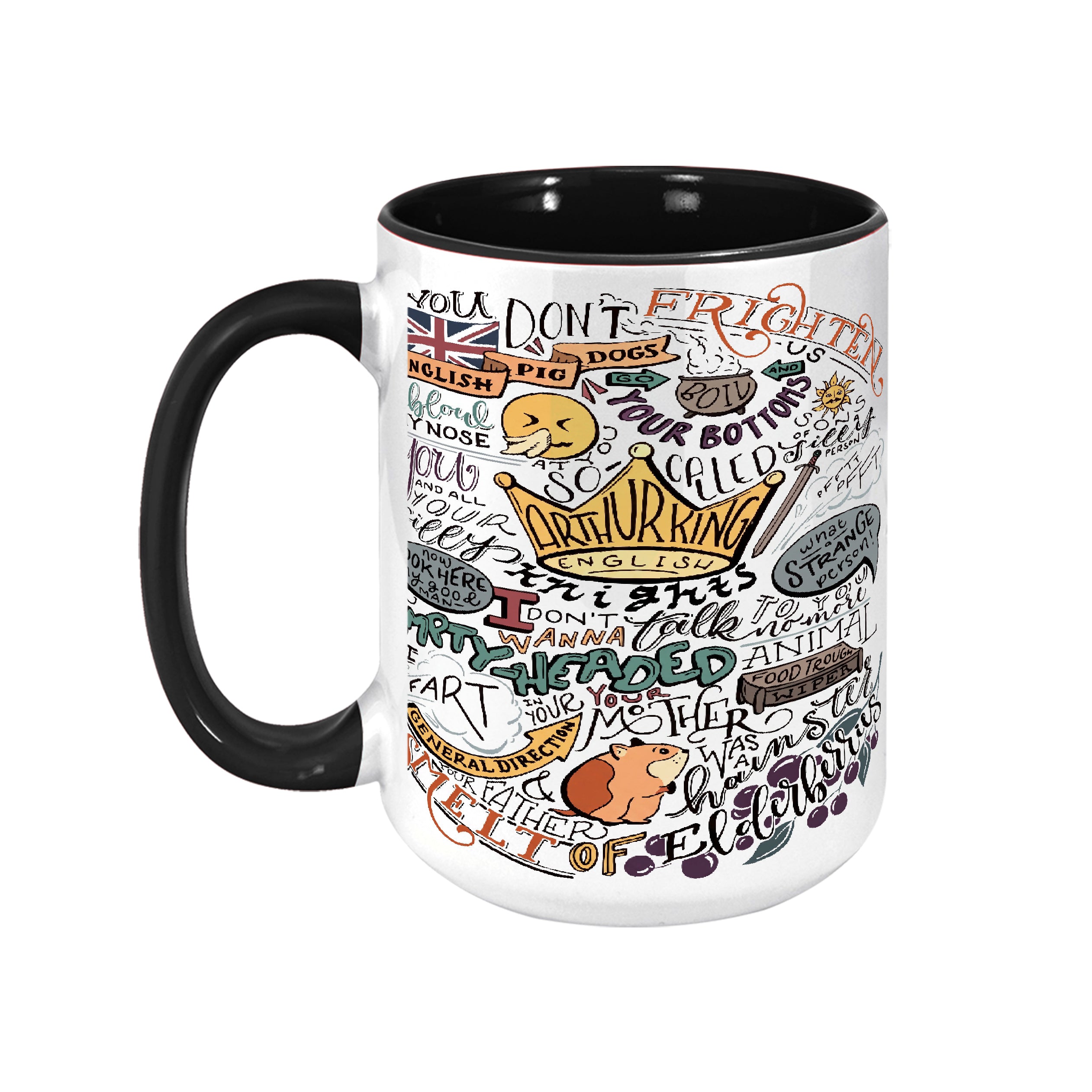 King Arthur's Journey Funny Accent Mug - Monty Python and the Holy Grail Edge-to-Edge Printed Two-Tone Mug