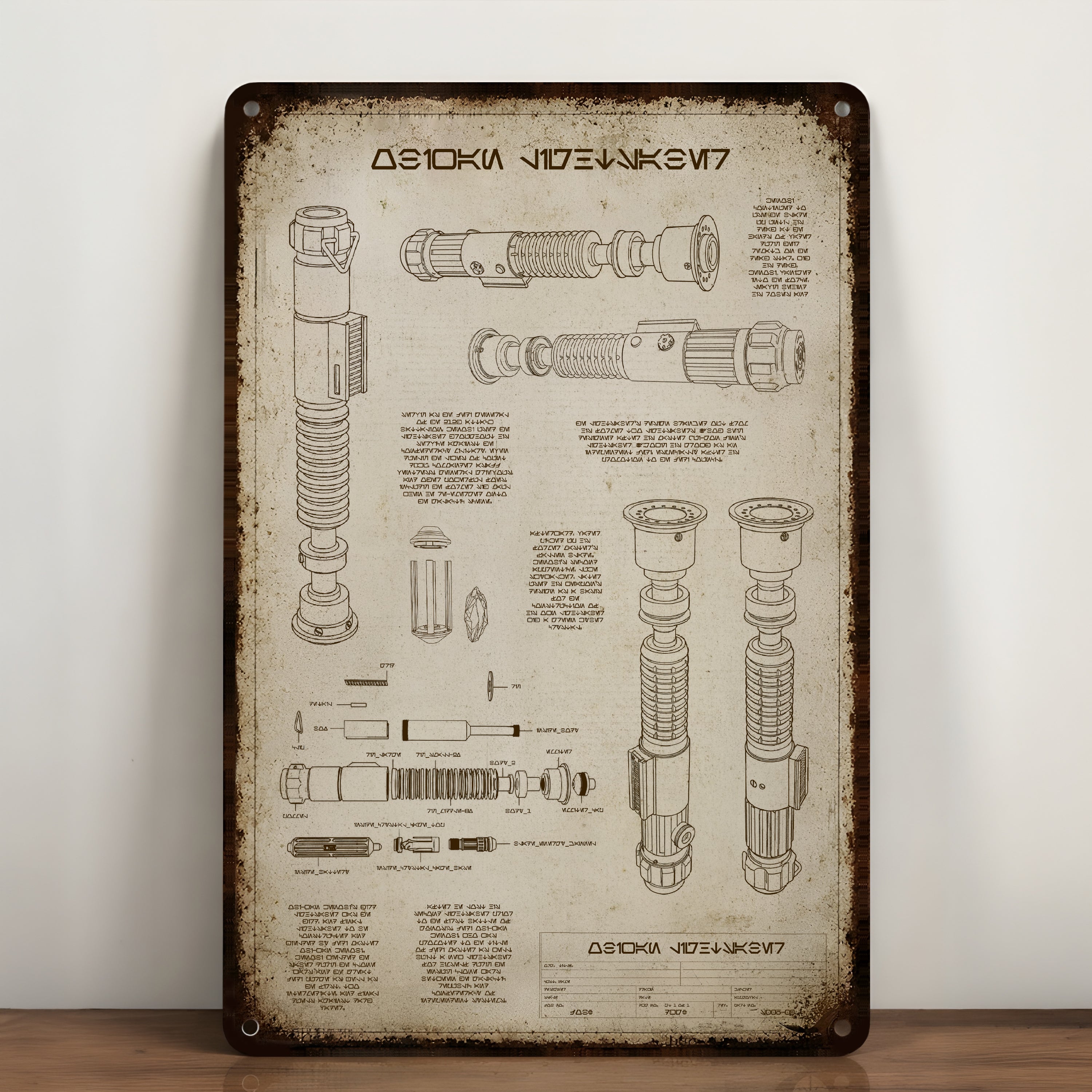 Obi-Wan Lightsaber Blueprint Vintage Metal Sign - Vintage Home Decor Gifts for Fans