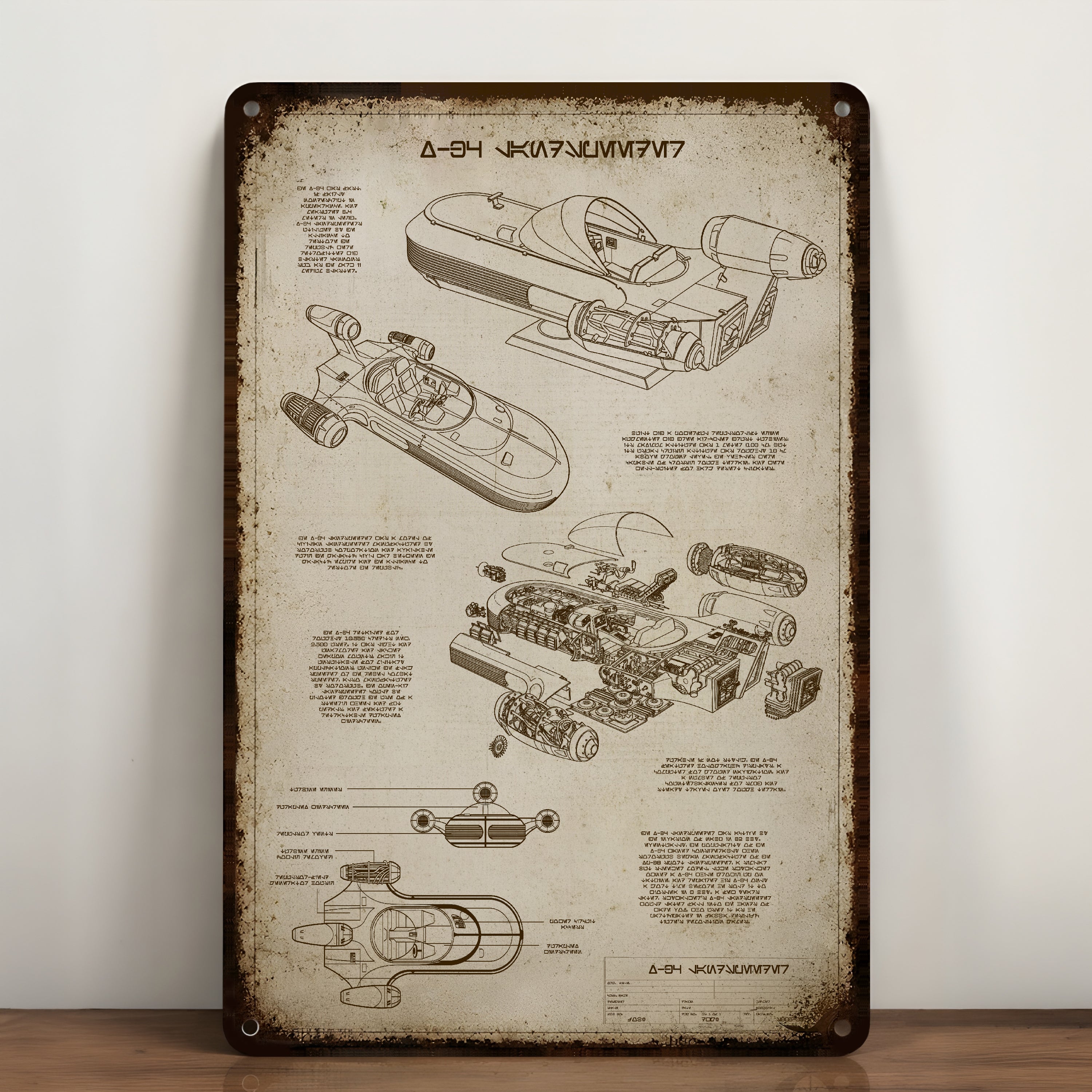 X-34 Landspeeder Blueprint Vintage Metal Sign - Vintage Home Decor Gifts for Fans