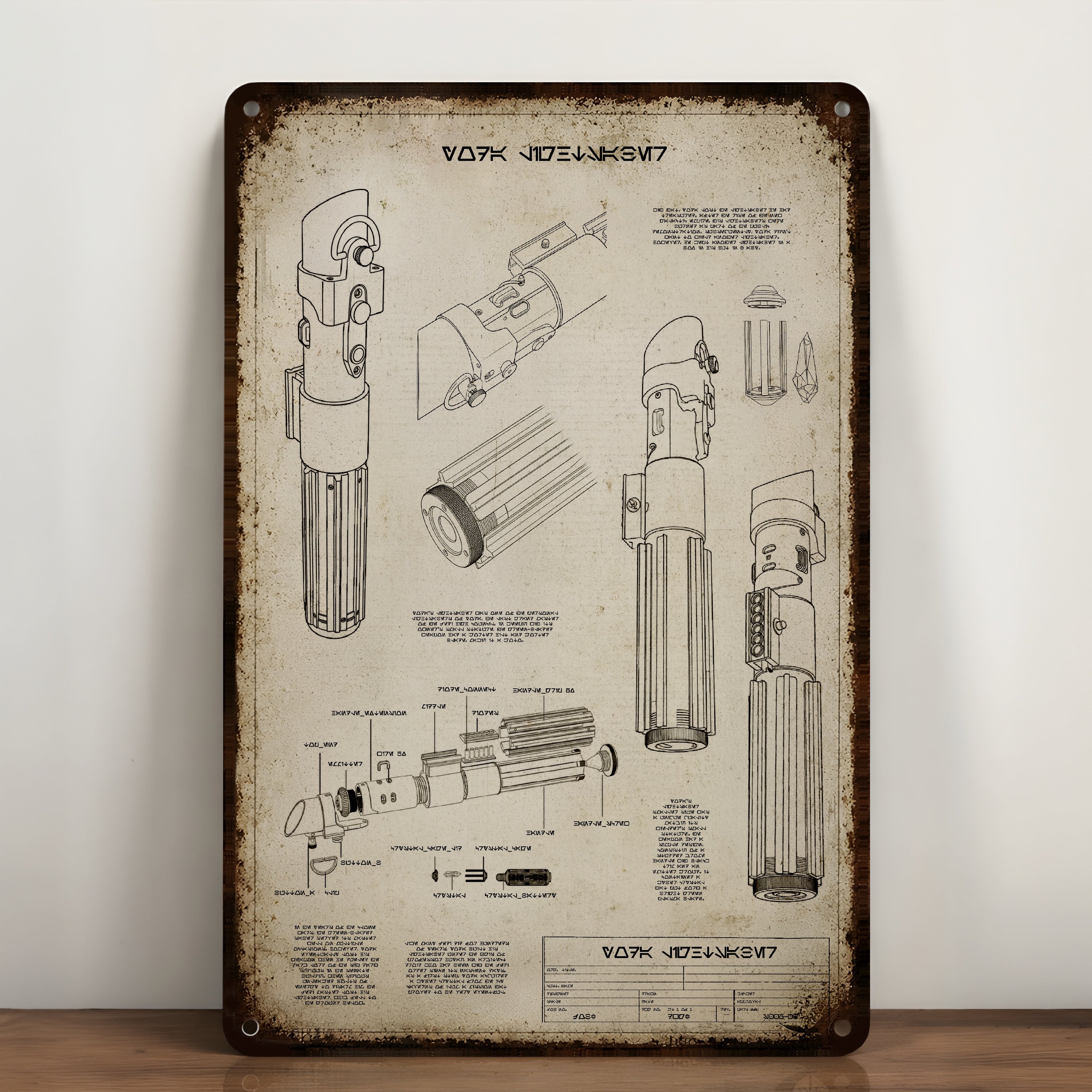Yoda Lightsaber Blueprint Vintage Metal Sign - Vintage Home Decor Gifts for Fans