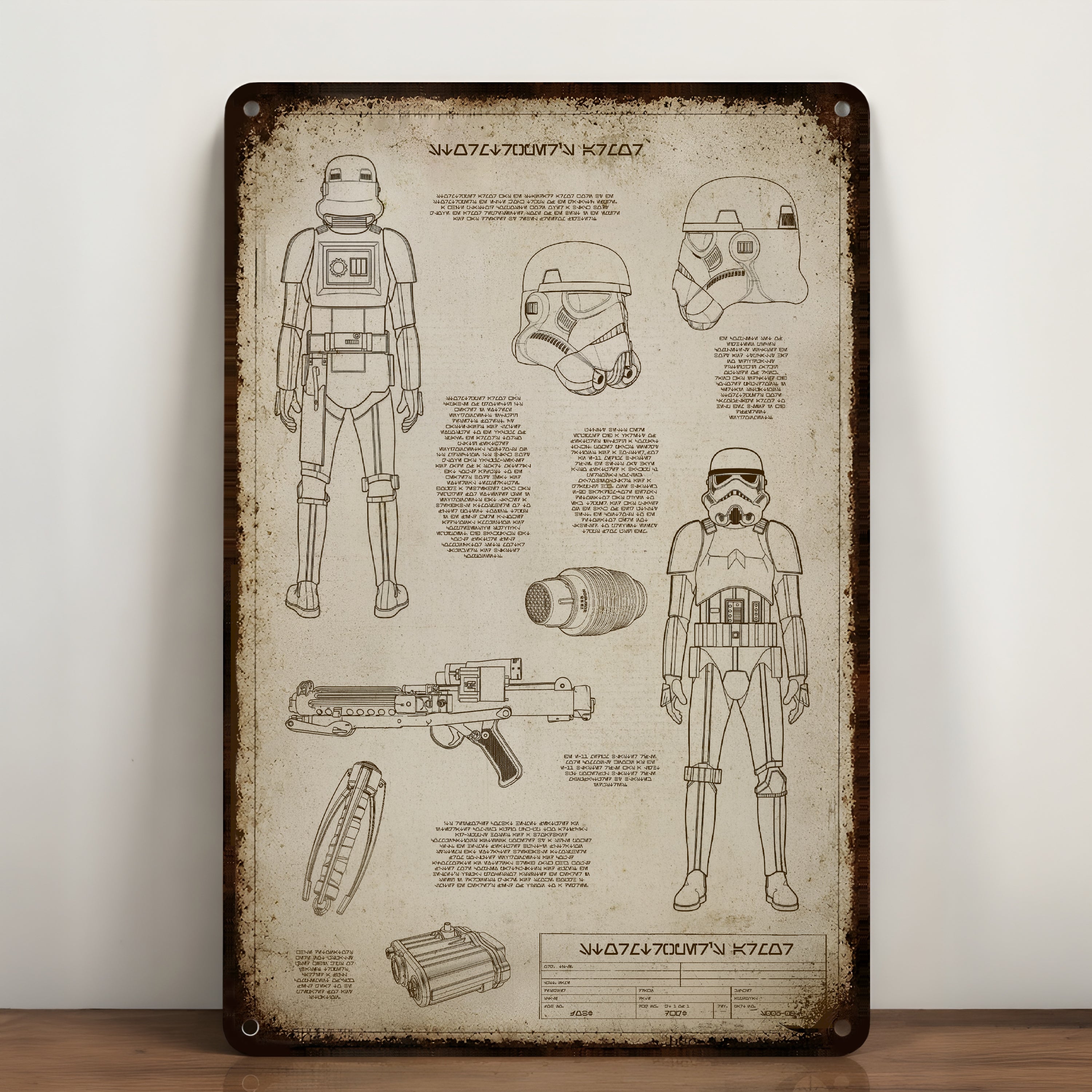 Imperial Army Equipments Blueprint Vintage Metal Sign - Vintage Home Decor Gifts for Fans