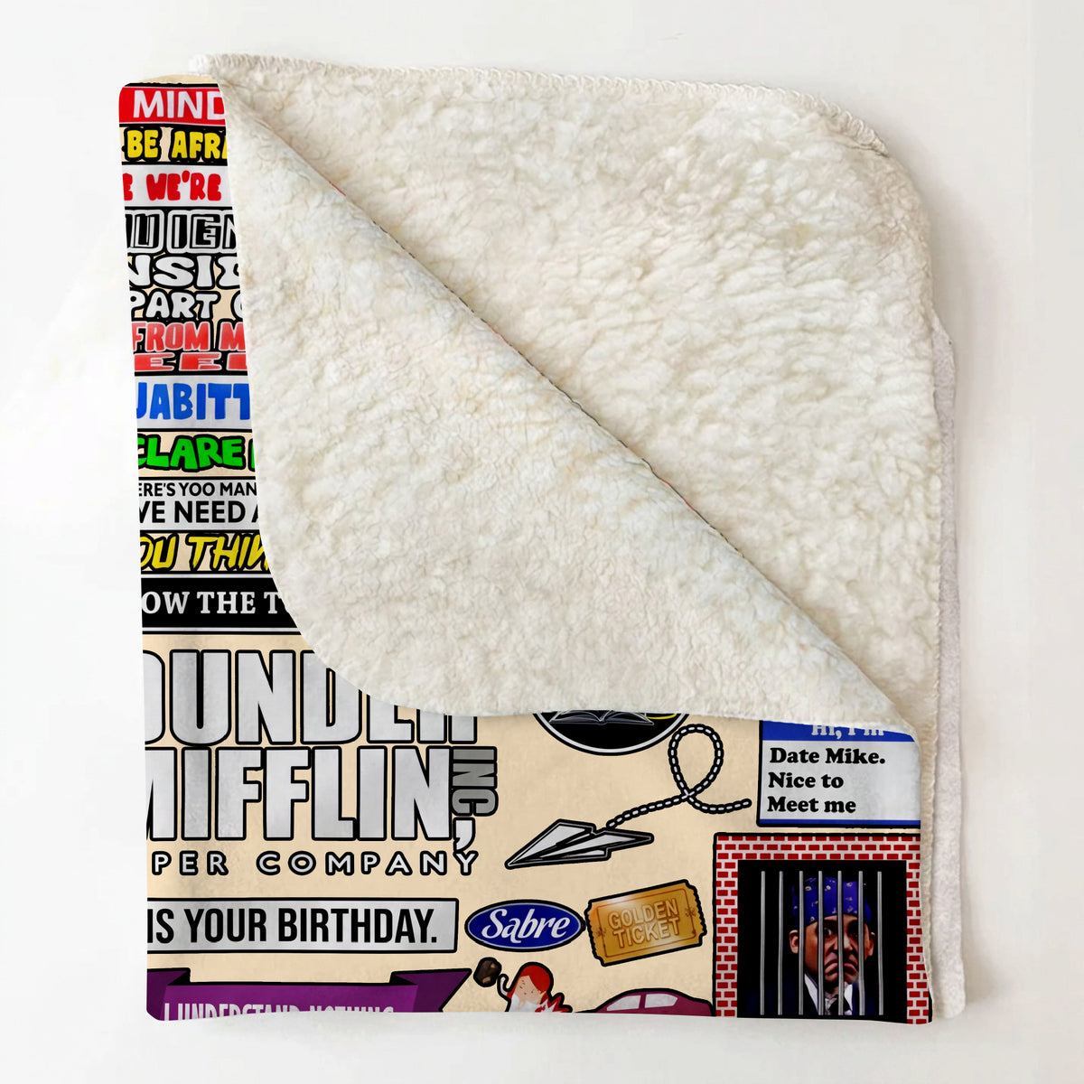 The Office Quotes Doodle Art Blanket - Classic Comedy Movie Sherpa Blanket Gift for Fans