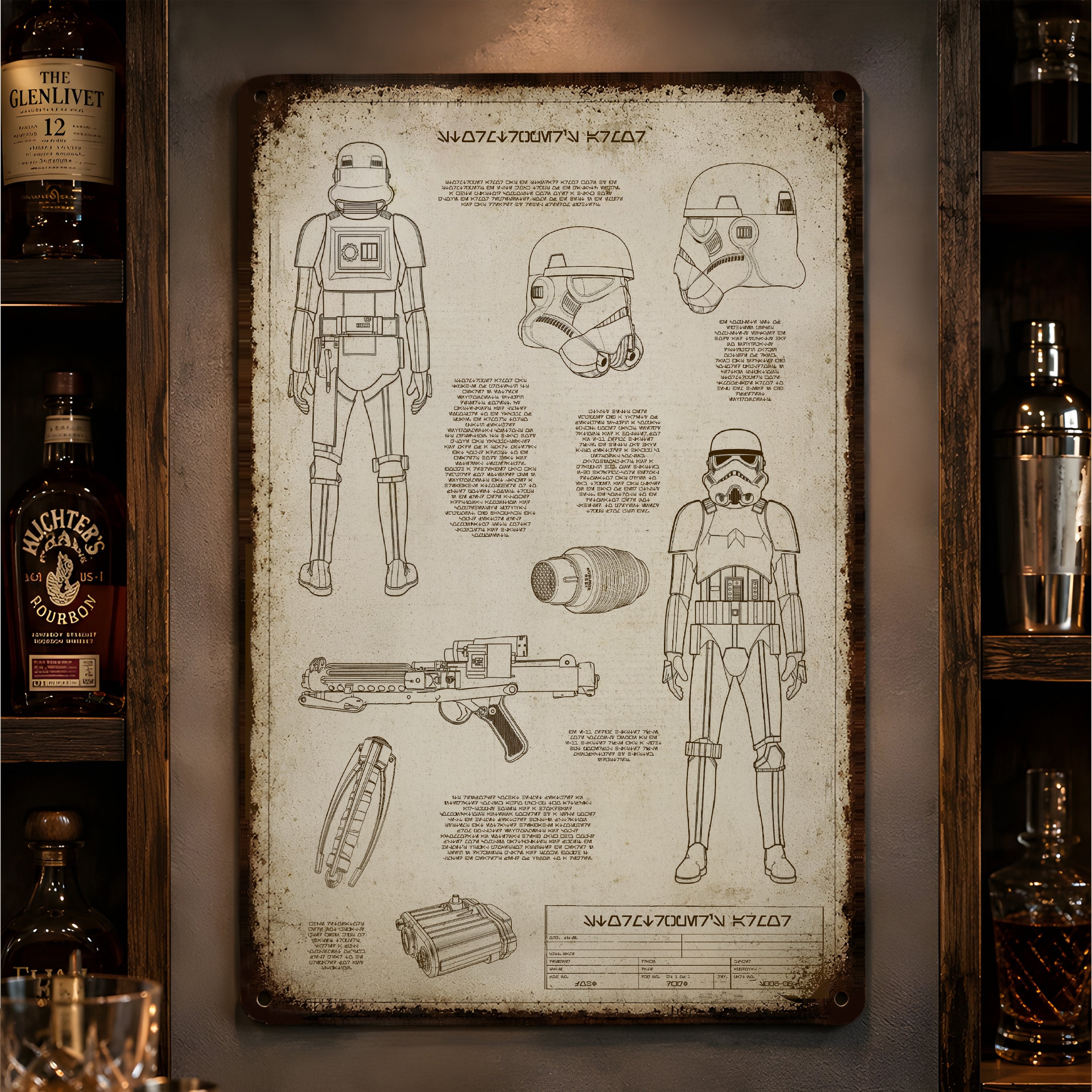 Imperial Army Equipments Blueprint Vintage Metal Sign - Vintage Home Decor Gifts for Fans