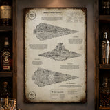 Star Destroyer Blueprint Vintage Metal Sign - Vintage Home Decor Gifts for Fans