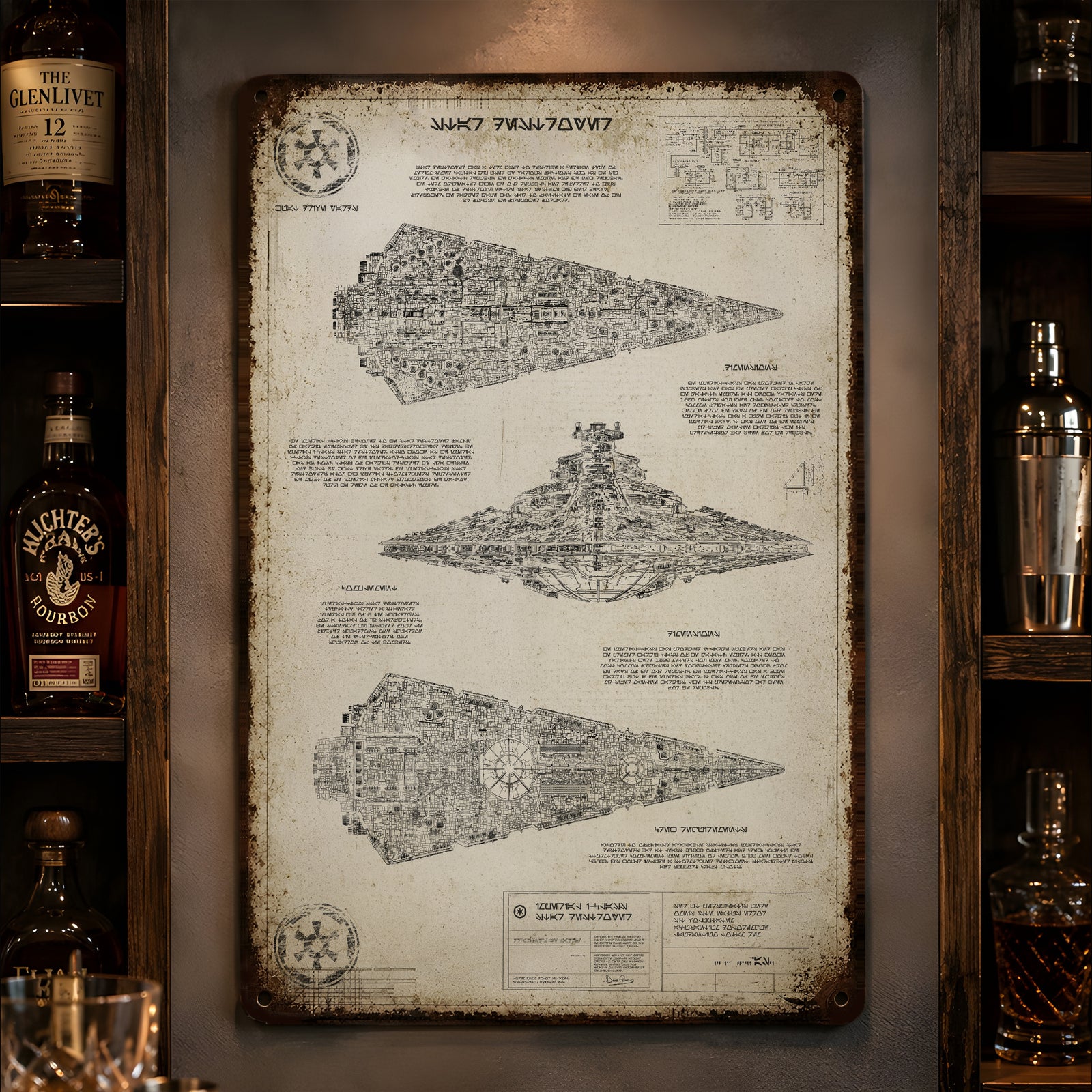 Star Destroyer Blueprint Vintage Metal Sign - Vintage Home Decor Gifts for Fans