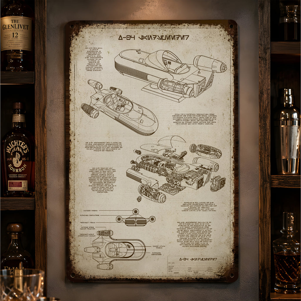X-34 Landspeeder Blueprint Vintage Metal Sign - Vintage Home Decor Gif ...