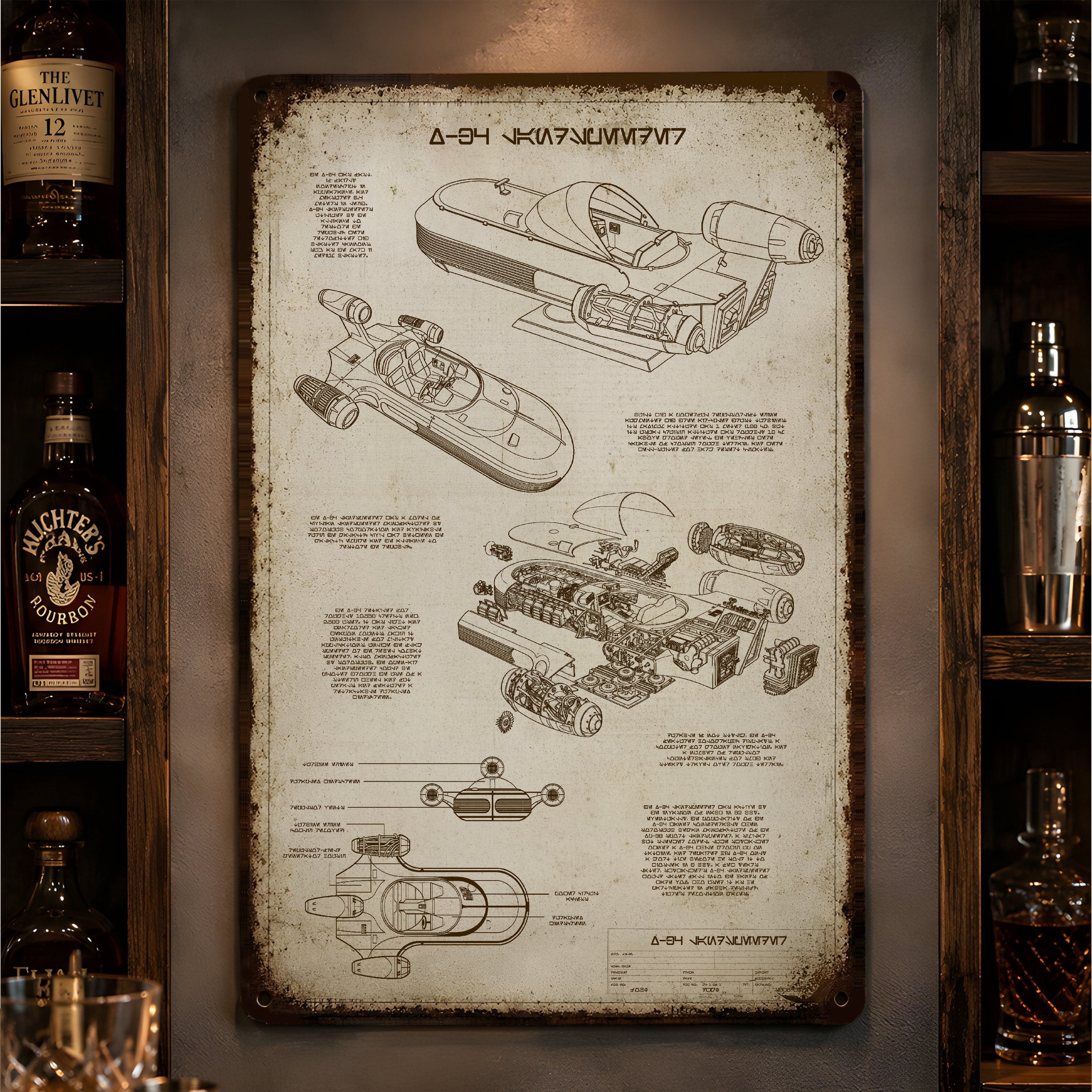 X-34 Landspeeder Blueprint Vintage Metal Sign - Vintage Home Decor Gifts for Fans