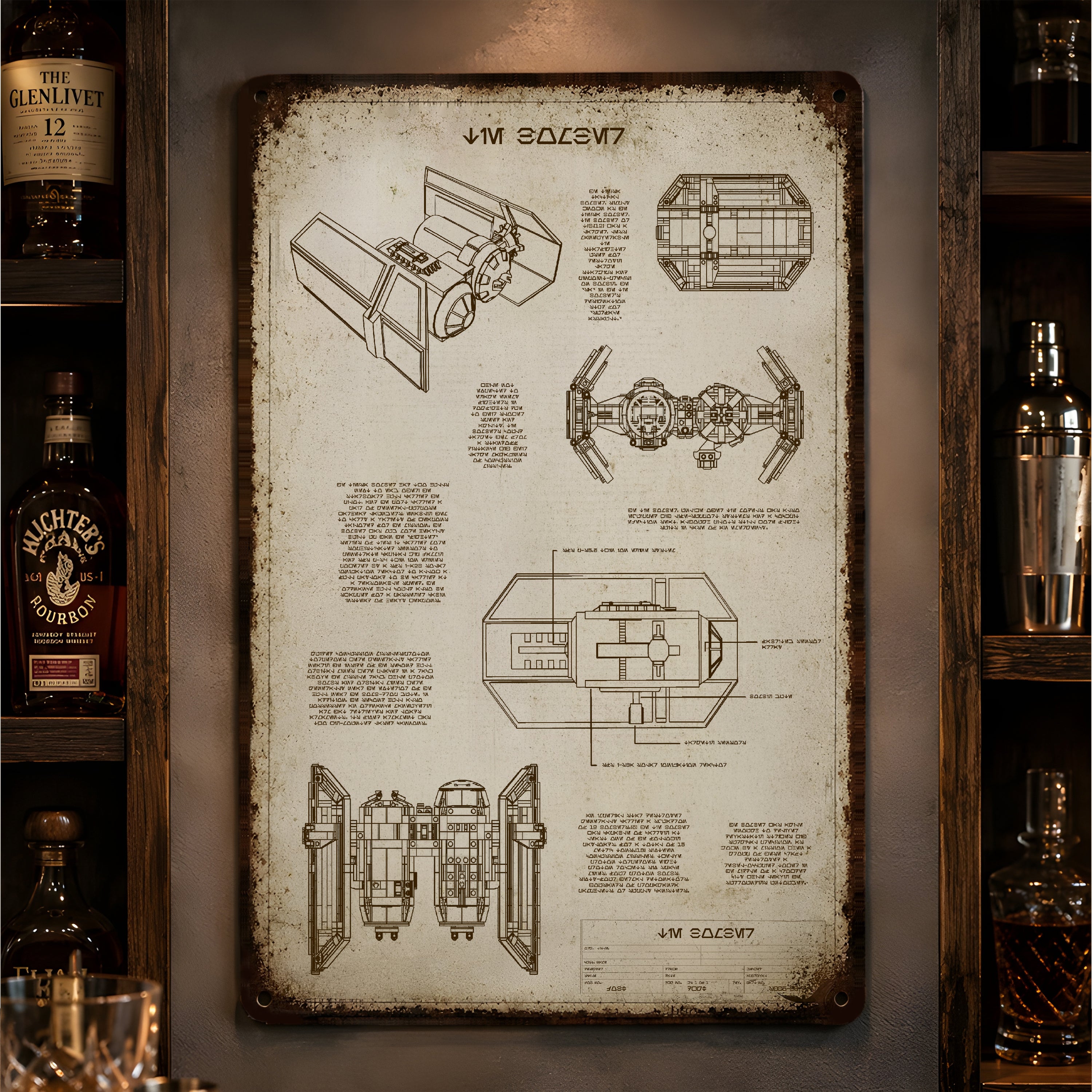 TIE Bomber Blueprint Vintage Metal Sign - Vintage Home Decor Gifts for Fans