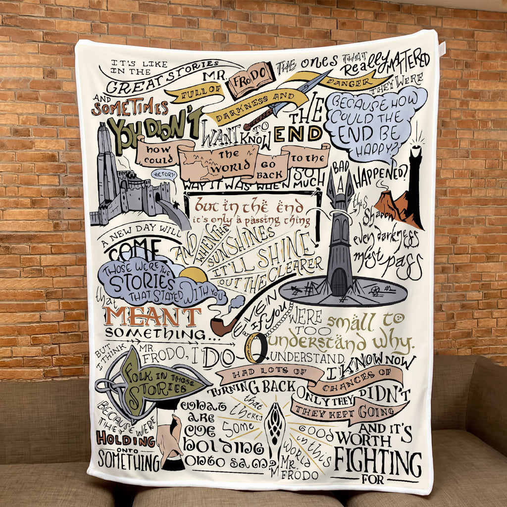 Fantasy Movie's Quote Collection Art Blanket - Fantasy Movie Sherpa Blanket Gift for Fans