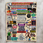 The Office Quotes Doodle Art Blanket - Classic Comedy Movie Sherpa Blanket Gift for Fans