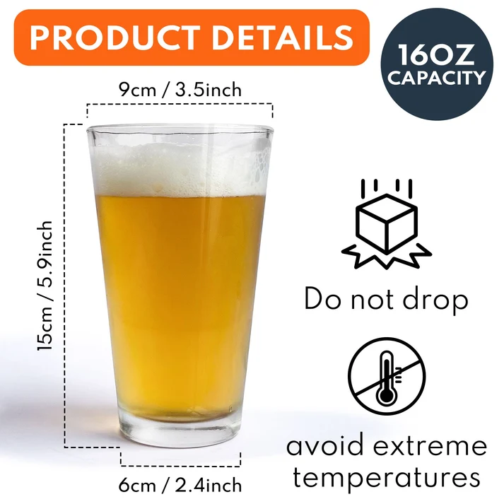 Beskar Brew 16oz Beer Glass - Galactic Personalized Beer Glass