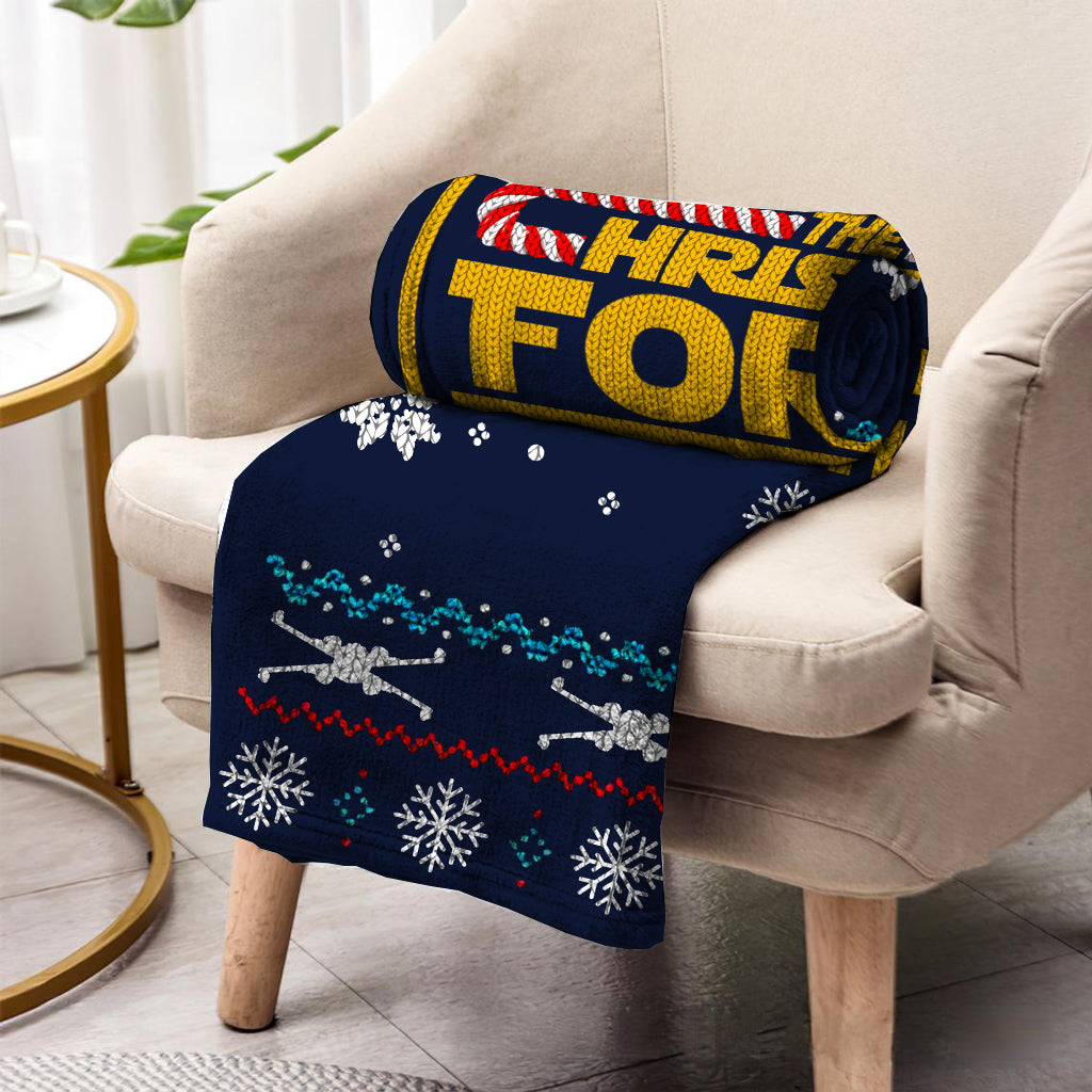 Custom Name May The Christmas Force Be With You Blanket - Personalized Christmas Sherpa Blanket for Fans