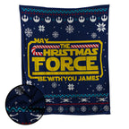 Custom Name May The Christmas Force Be With You Blanket - Personalized Christmas Sherpa Blanket for Fans
