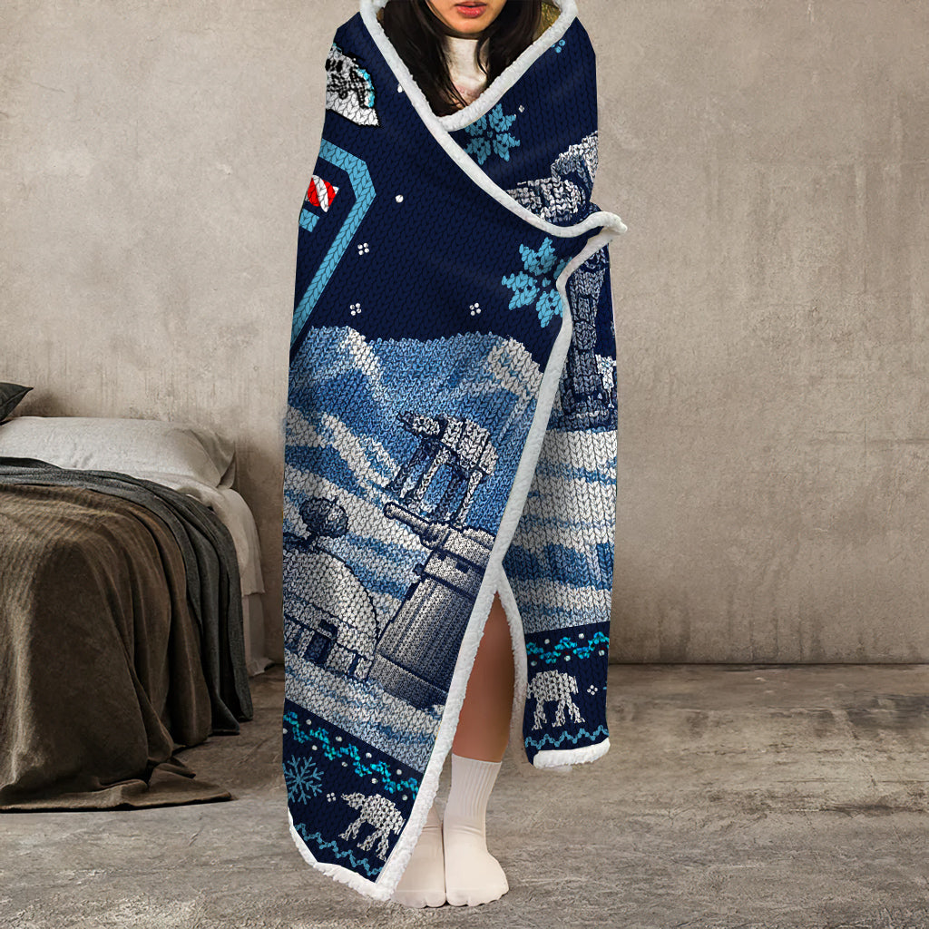 Custom Name May The Christmas Force Be With You Wearable Blanket - Personalized Christmas Hooded Blanket for Fans