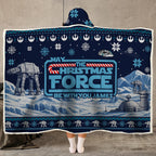 Custom Name May The Christmas Force Be With You Wearable Blanket - Personalized Christmas Hooded Blanket for Fans