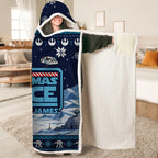 Custom Name May The Christmas Force Be With You Wearable Blanket - Personalized Christmas Hooded Blanket for Fans
