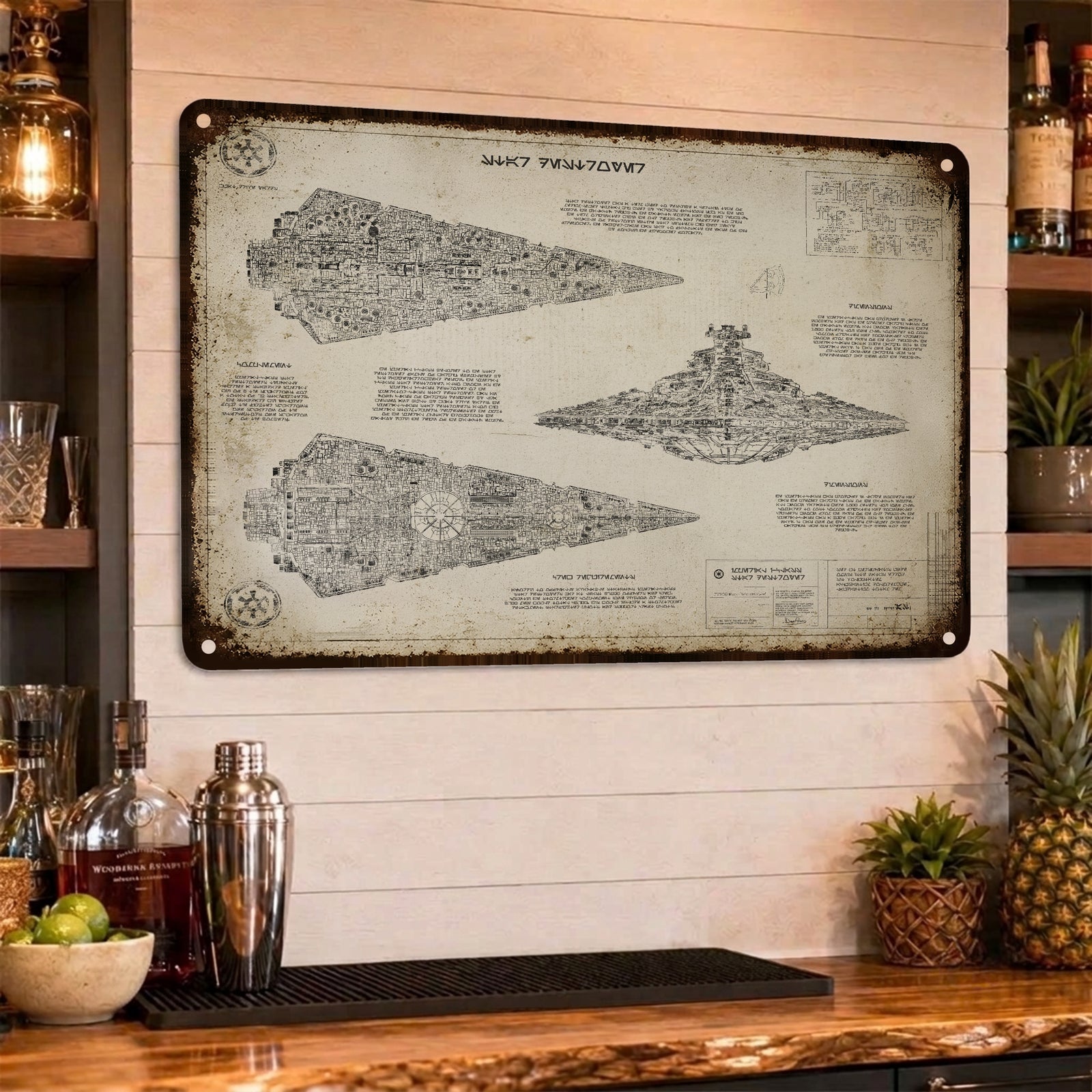 Star Destroyer Blueprint Vintage Metal Sign - Vintage Home Decor Gifts for Fans