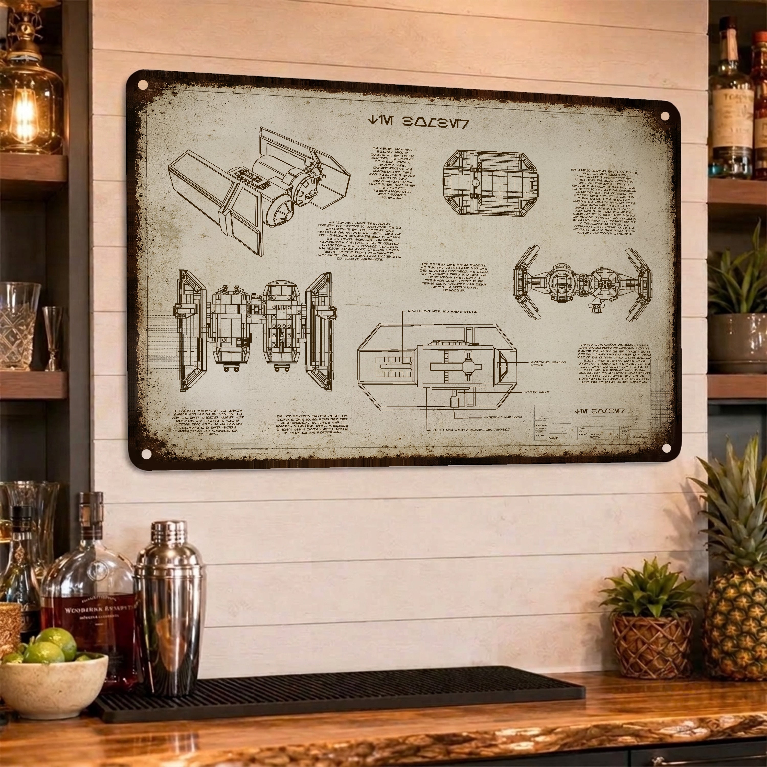 TIE Bomber Blueprint Vintage Metal Sign - Vintage Home Decor Gifts for Fans