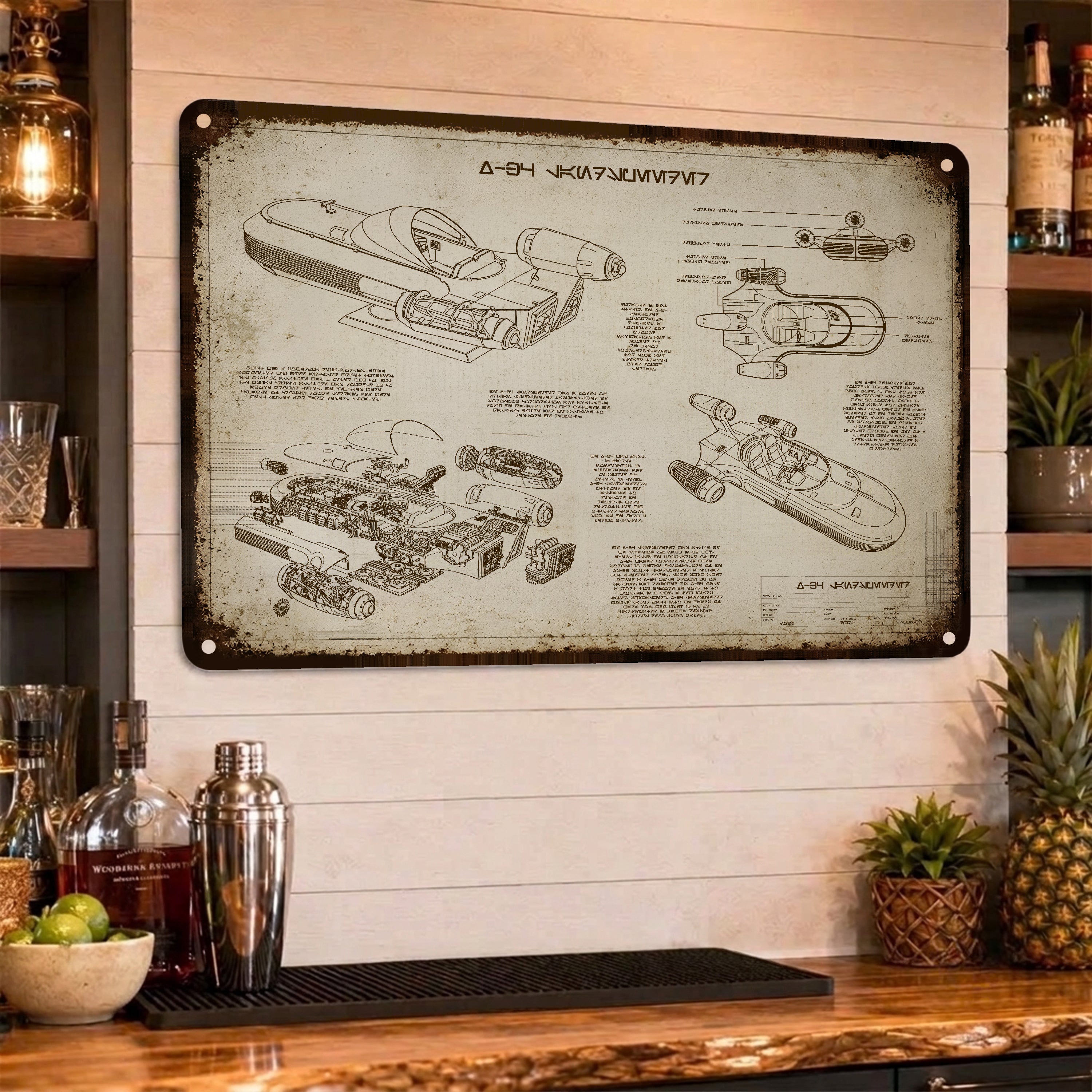 X-34 Landspeeder Blueprint Vintage Metal Sign - Vintage Home Decor Gifts for Fans